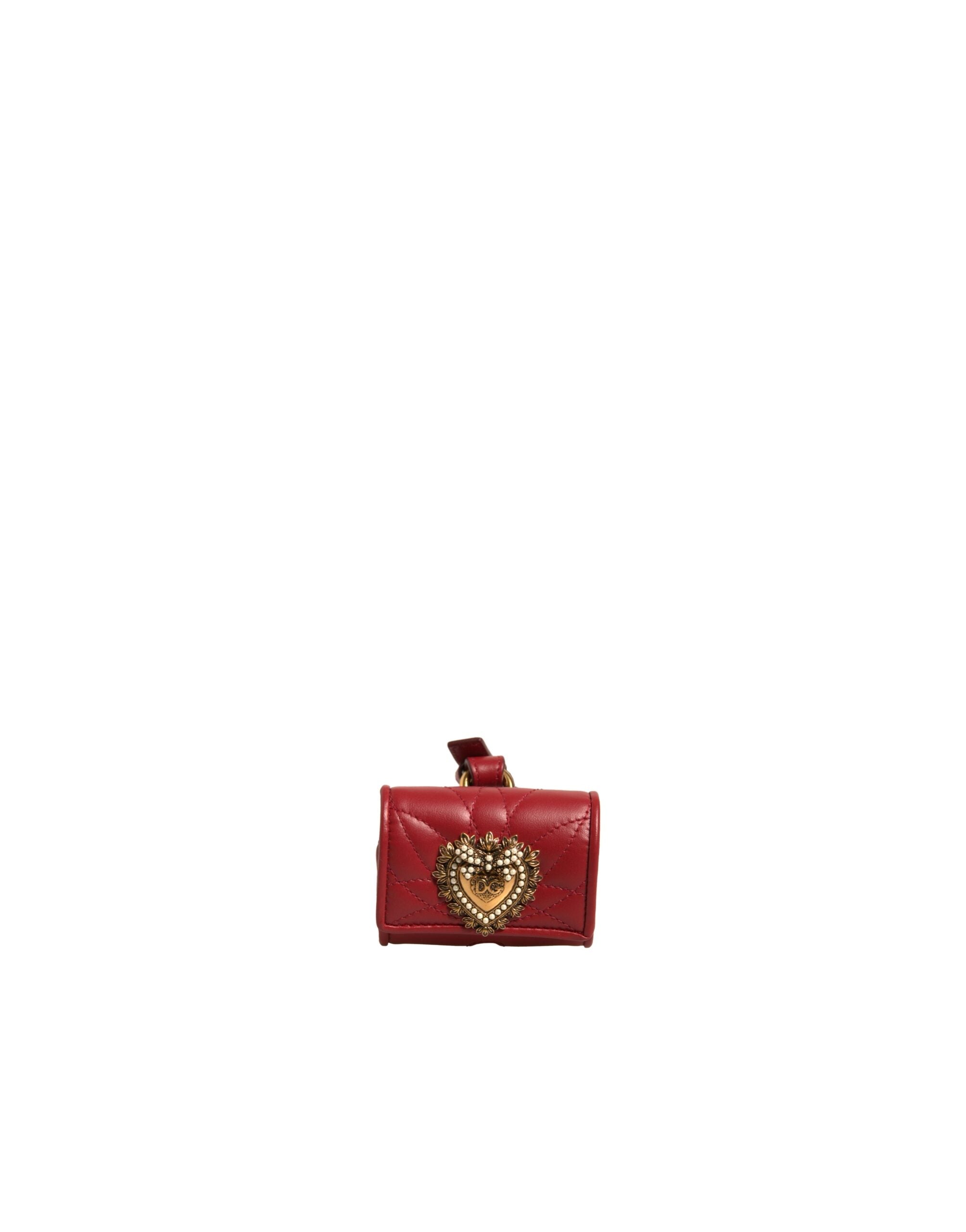 Husă Dolce &amp; Gabbana din piele neagră Devotion Heart Strap pentru Airpods