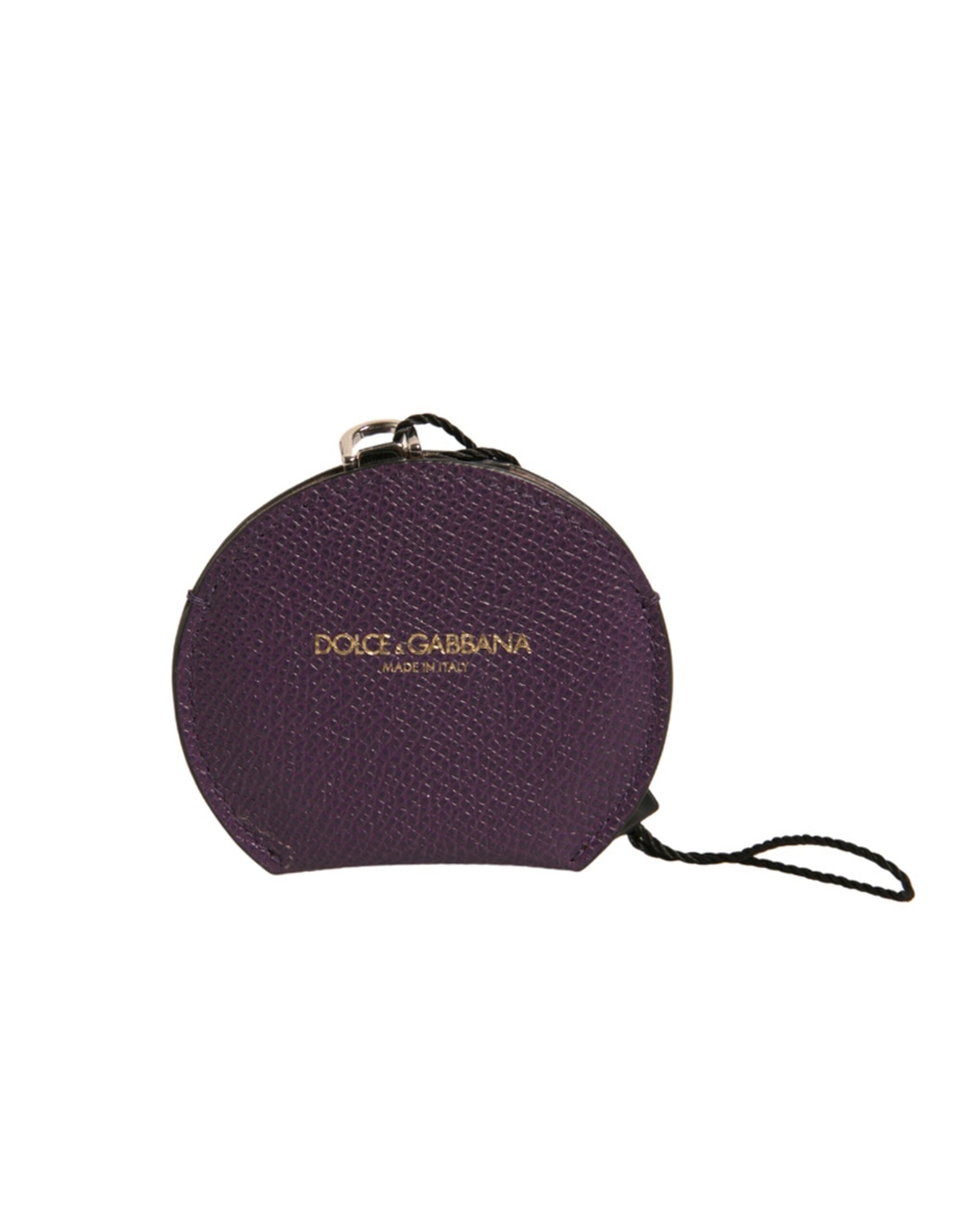 Suport pentru oglindă rotundă din piele de vițel violet Dolce &amp; Gabbana cu logo
