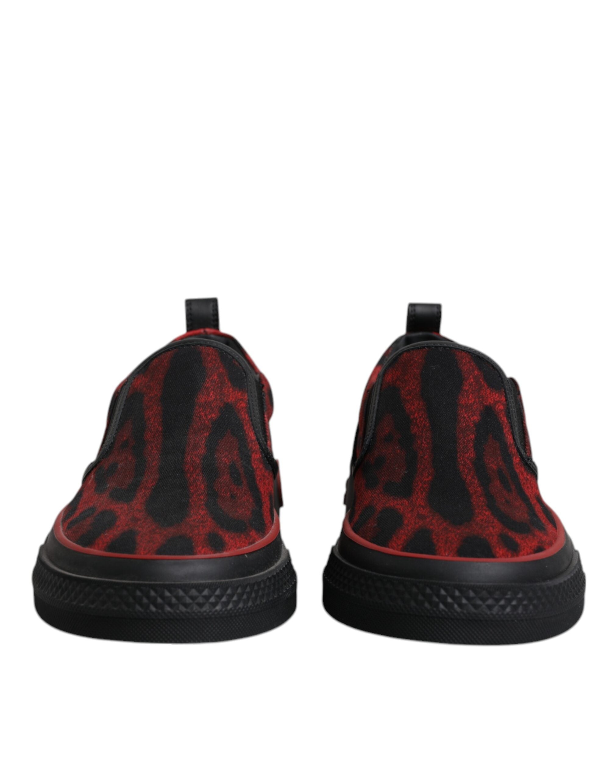 Dolce &amp; Gabbana Rot Schwarz Leopard Baumwolle Männer Low Top Sneakers Schuhe