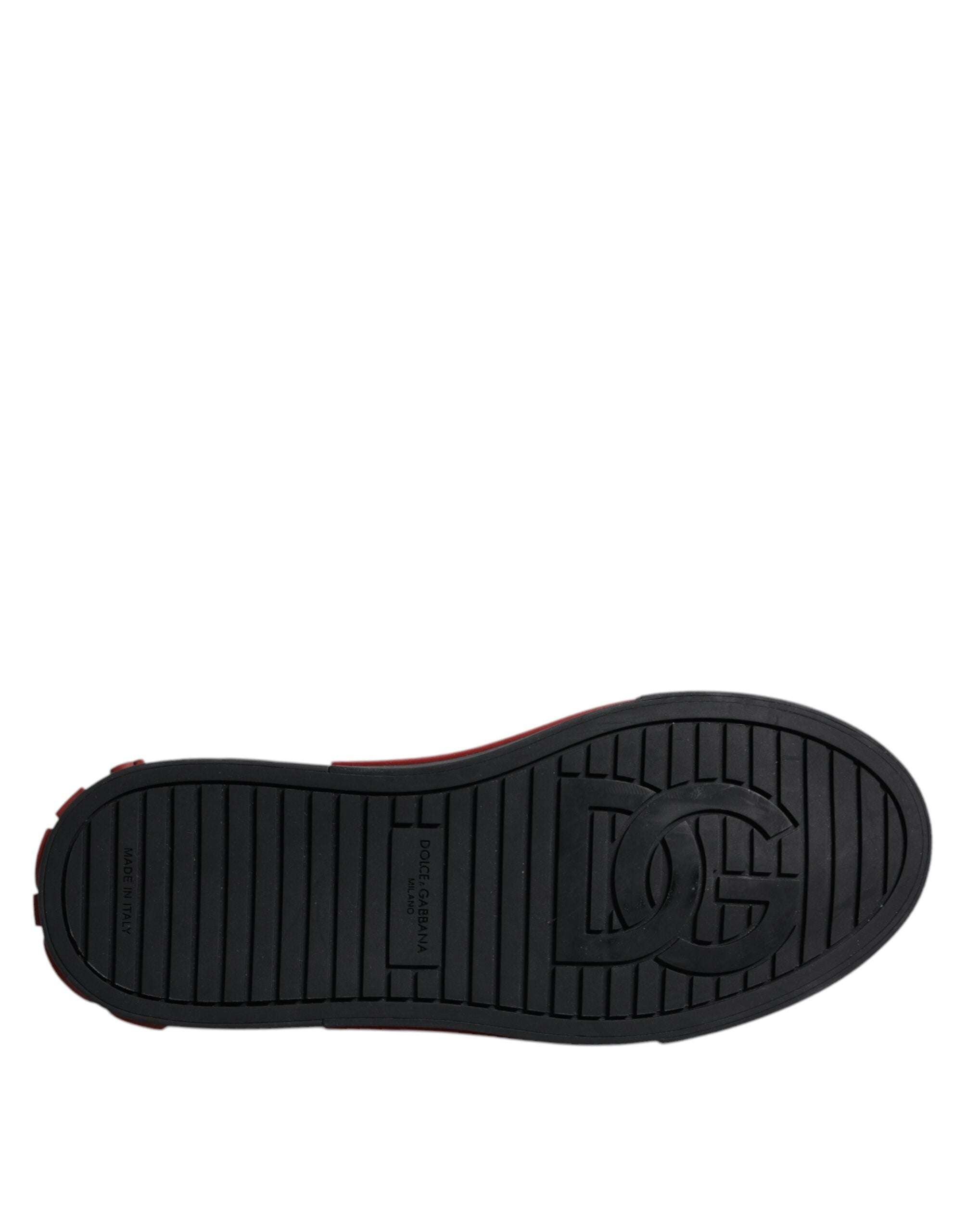 Dolce &amp; Gabbana Rot Schwarz Leopard Baumwolle Männer Low Top Sneakers Schuhe