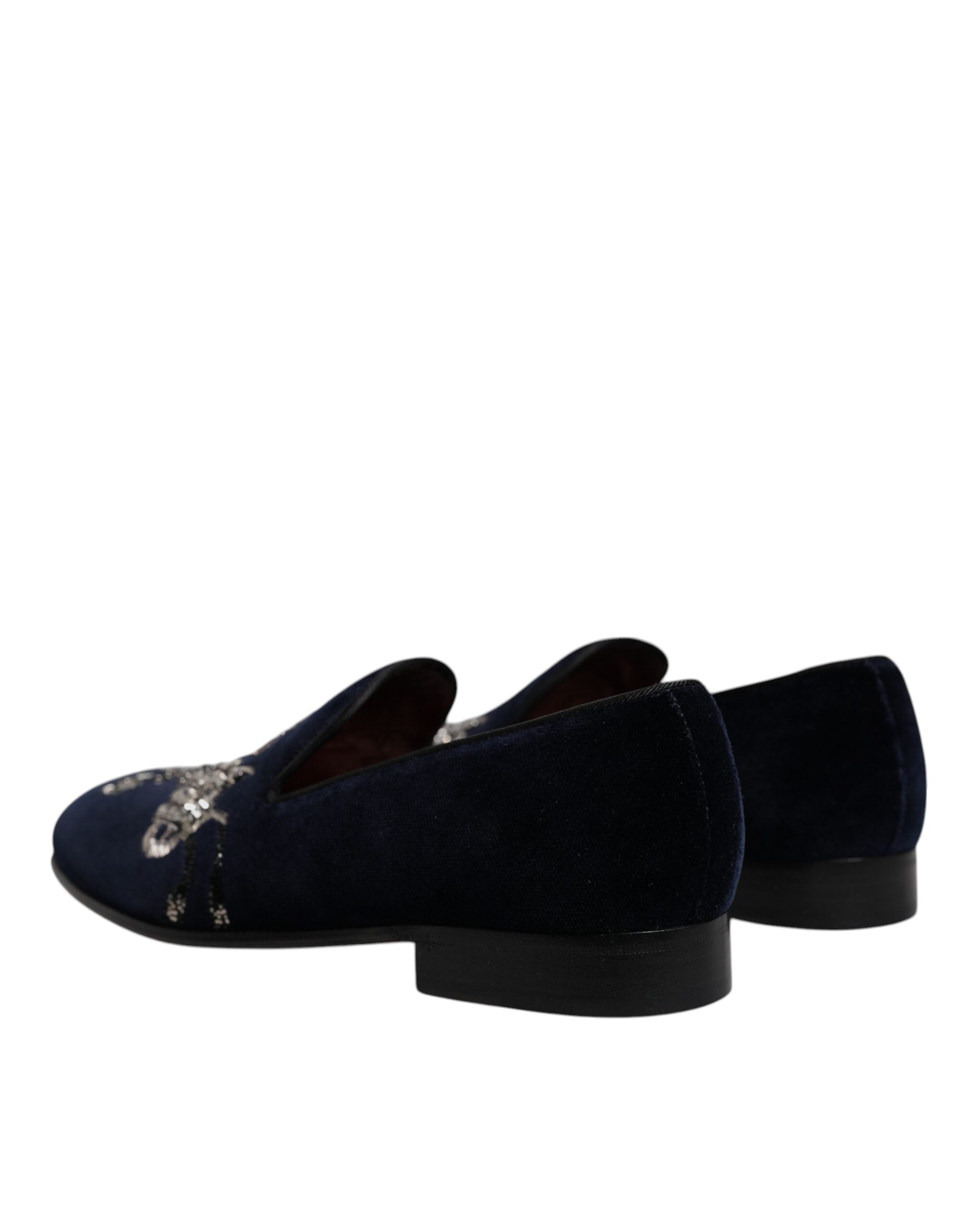 Mocasini Dolce &amp; Gabbana negri din catifea cu imprimeu floral Gun - Pantofi eleganti
