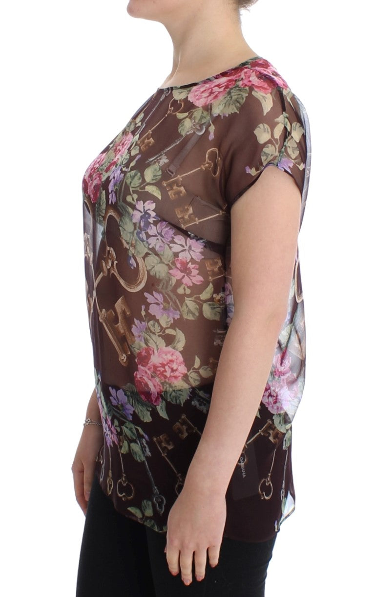 Dolce &amp; Gabbana – Elegante Seidenbluse mit Blumenmuster und Flügelärmeln