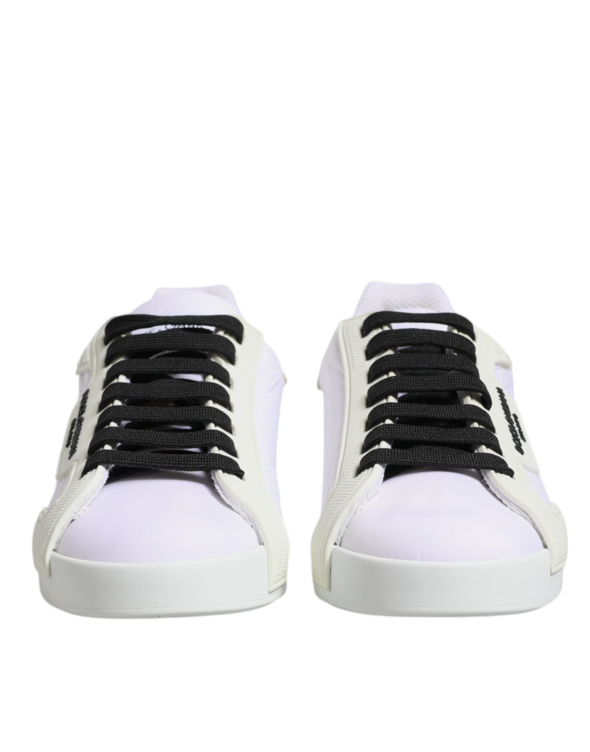 Dolce &amp; Gabbana Weiße niedrige Sneakers aus Nylon und Leder
