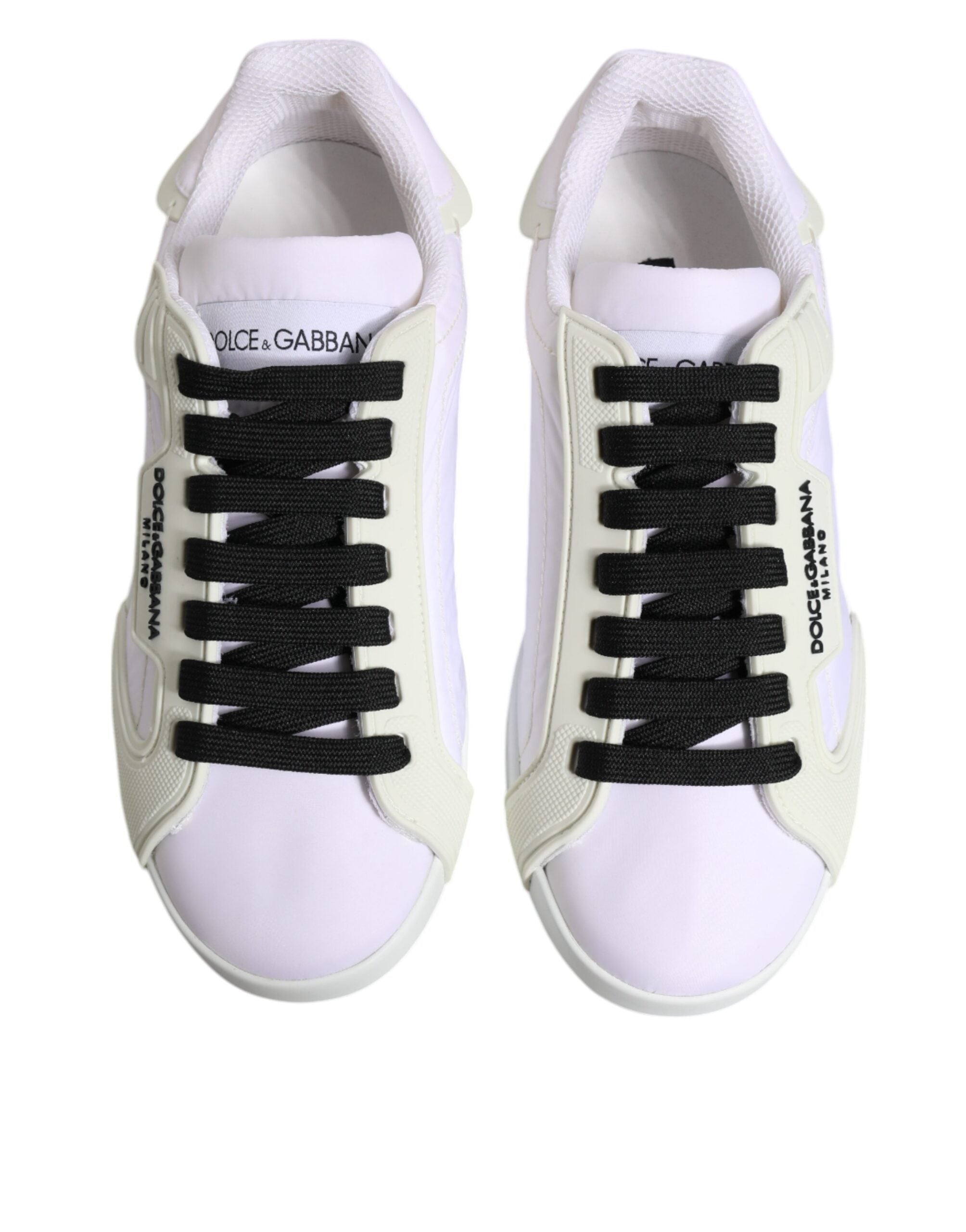 Dolce &amp; Gabbana Weiße niedrige Sneakers aus Nylon und Leder