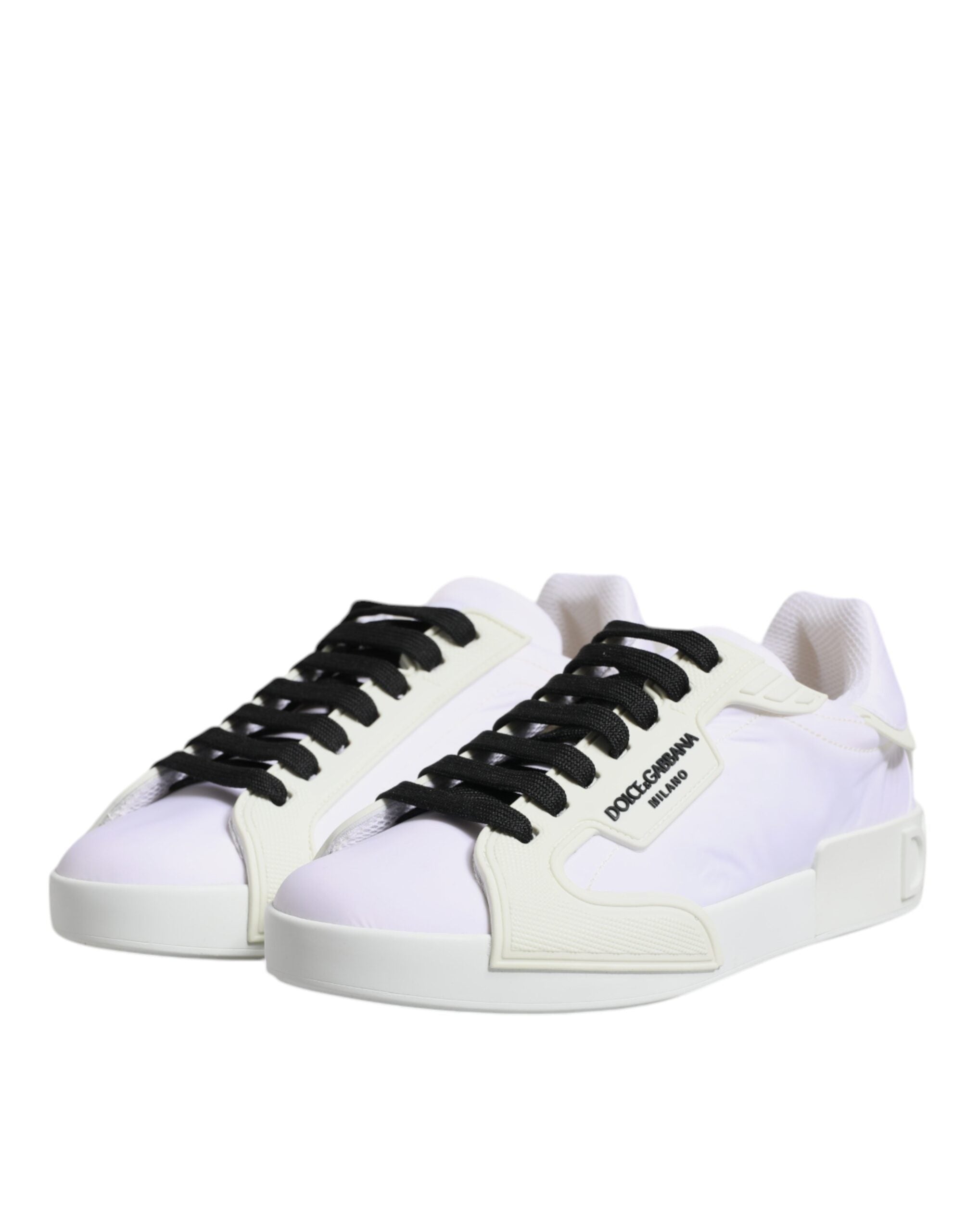 Dolce &amp; Gabbana Weiße niedrige Sneakers aus Nylon und Leder
