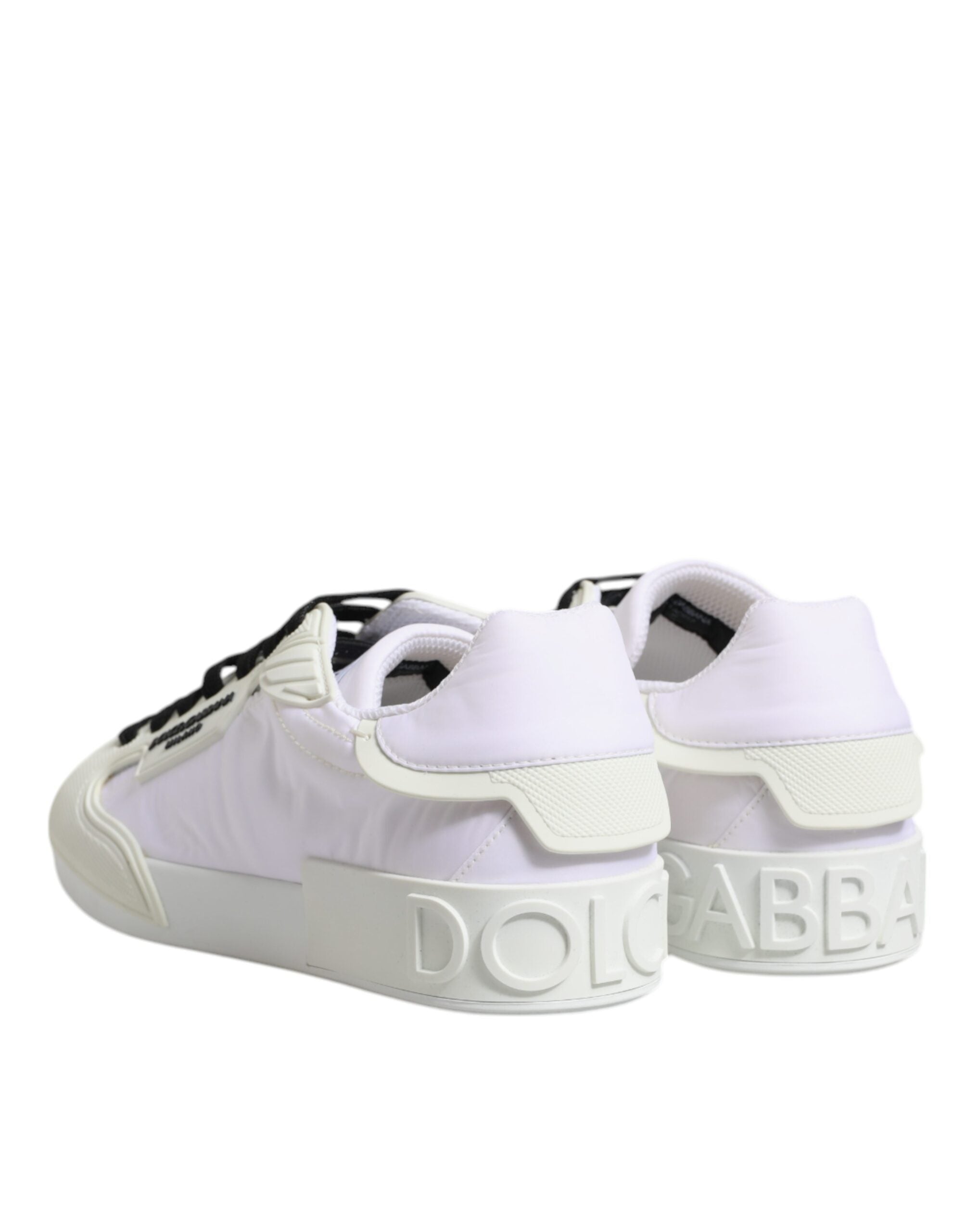 Dolce &amp; Gabbana Weiße niedrige Sneakers aus Nylon und Leder