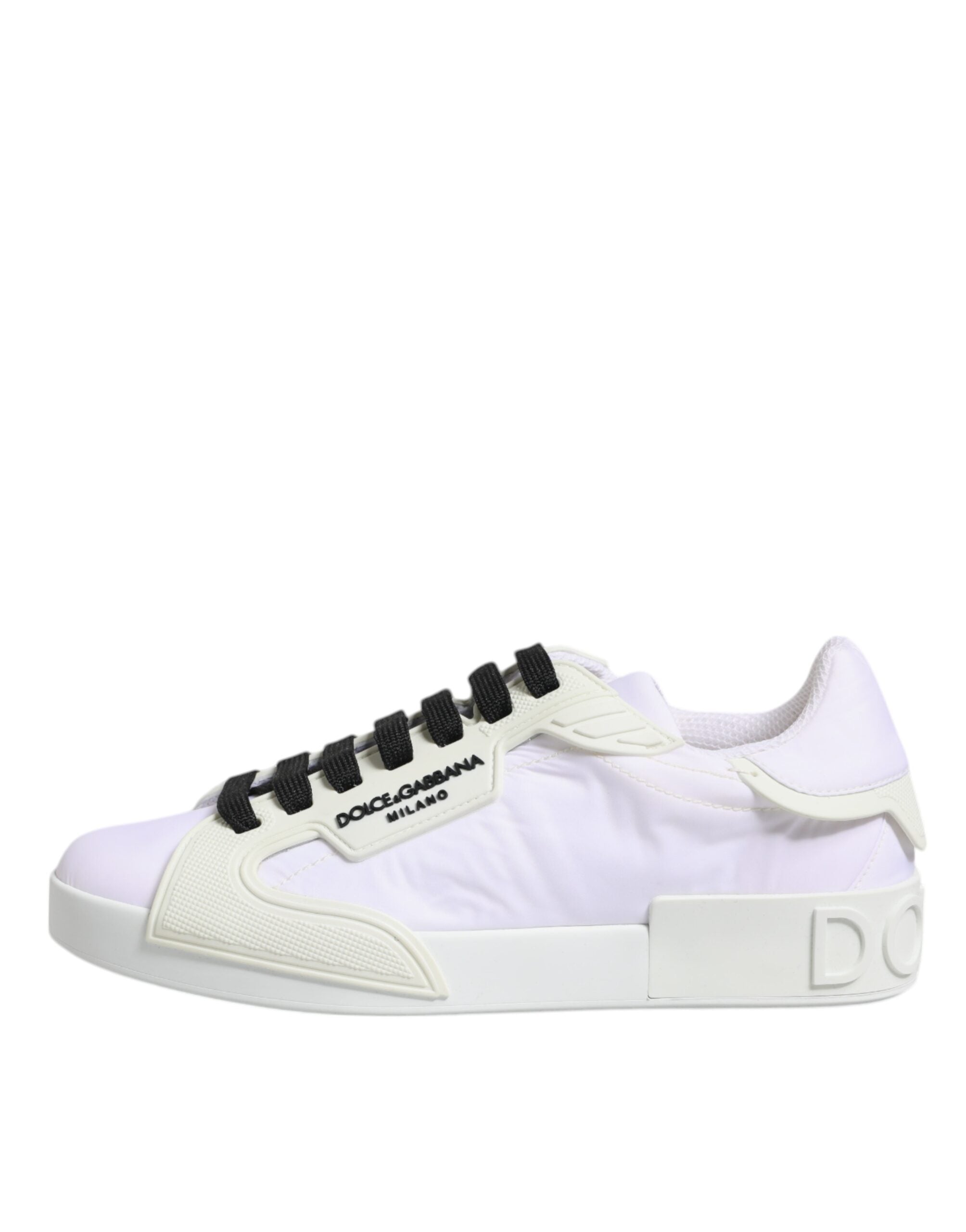 Dolce &amp; Gabbana Weiße niedrige Sneakers aus Nylon und Leder