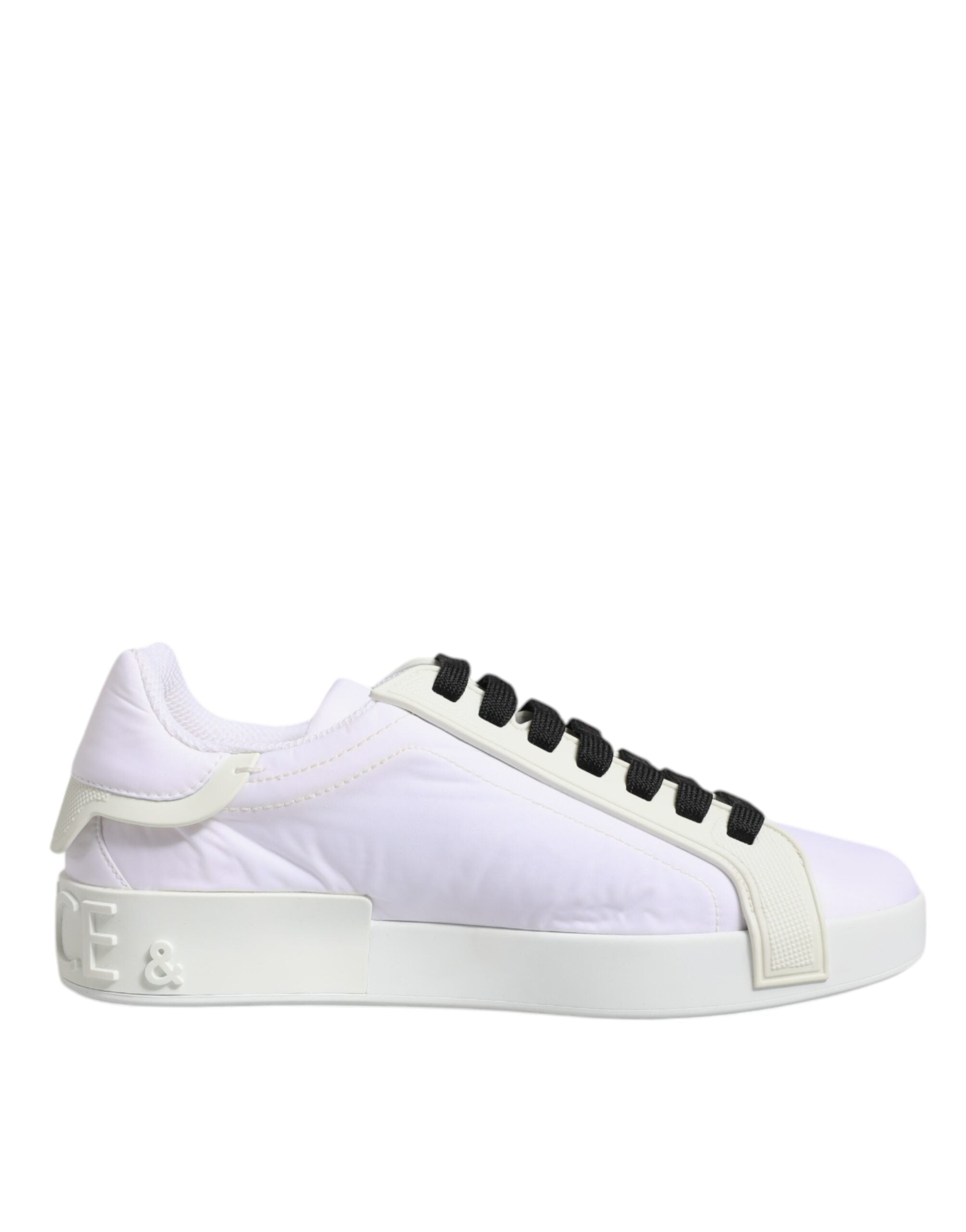 Dolce &amp; Gabbana Weiße niedrige Sneakers aus Nylon und Leder