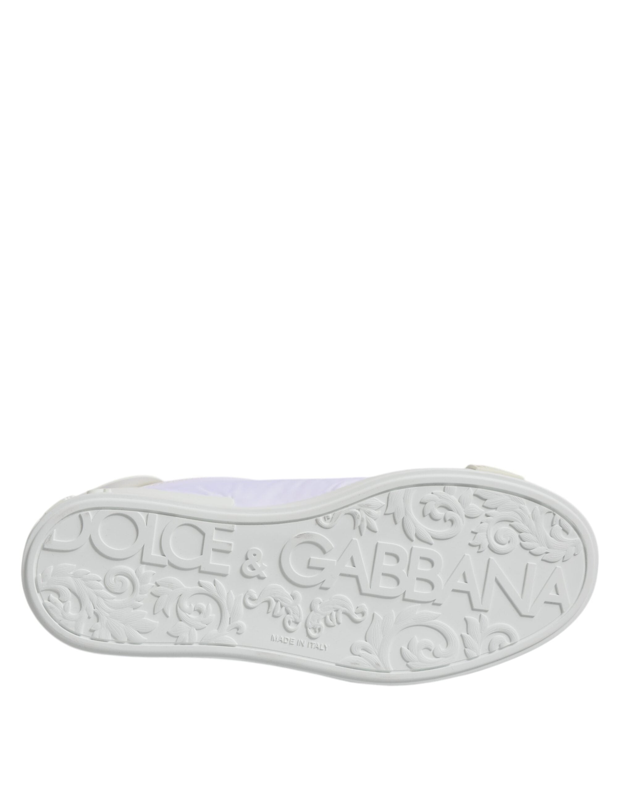 Dolce &amp; Gabbana Weiße niedrige Sneakers aus Nylon und Leder