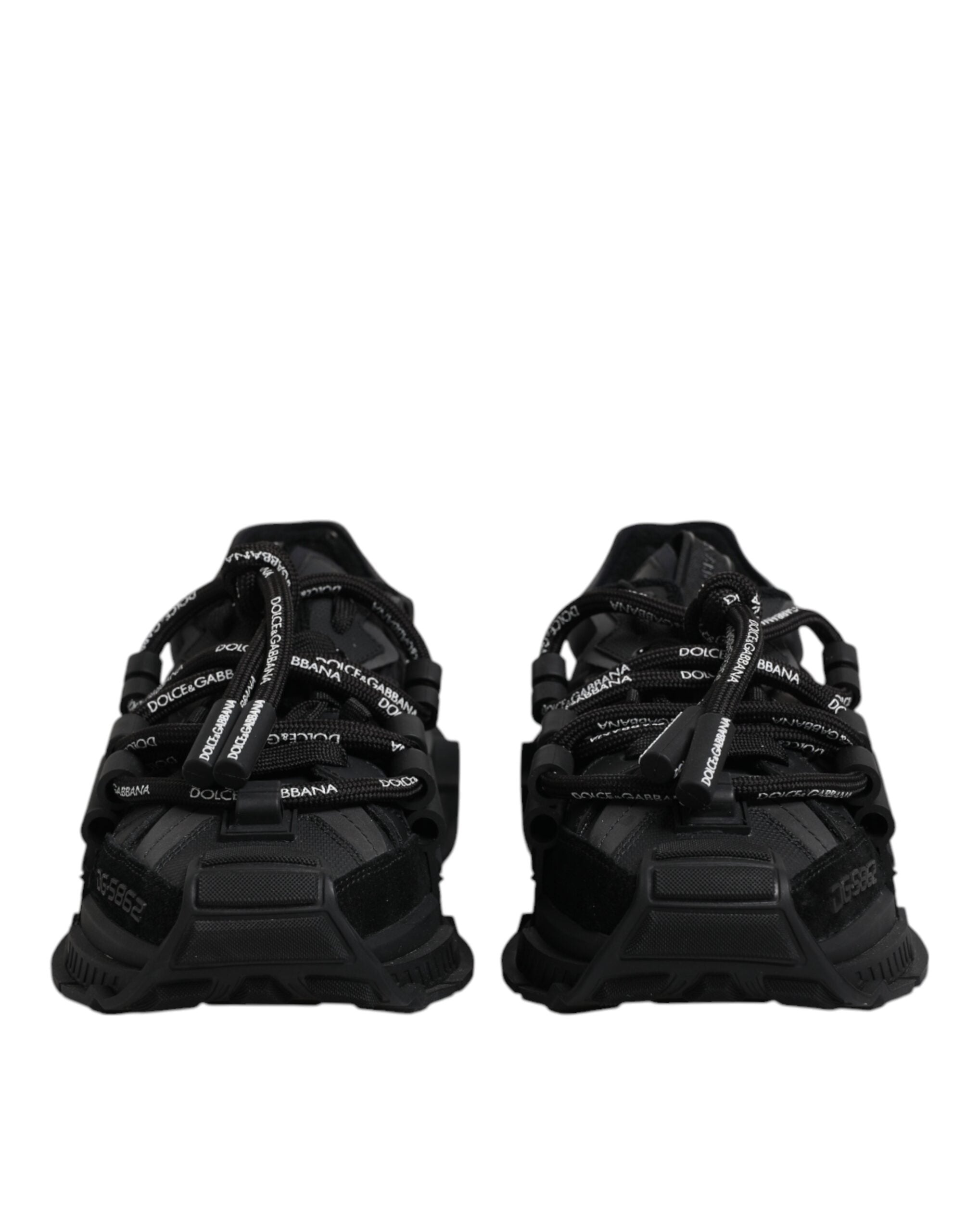 Dolce &amp; Gabbana – Schwarze Low-Top-Sneaker mit Schnürung im Space-Stil