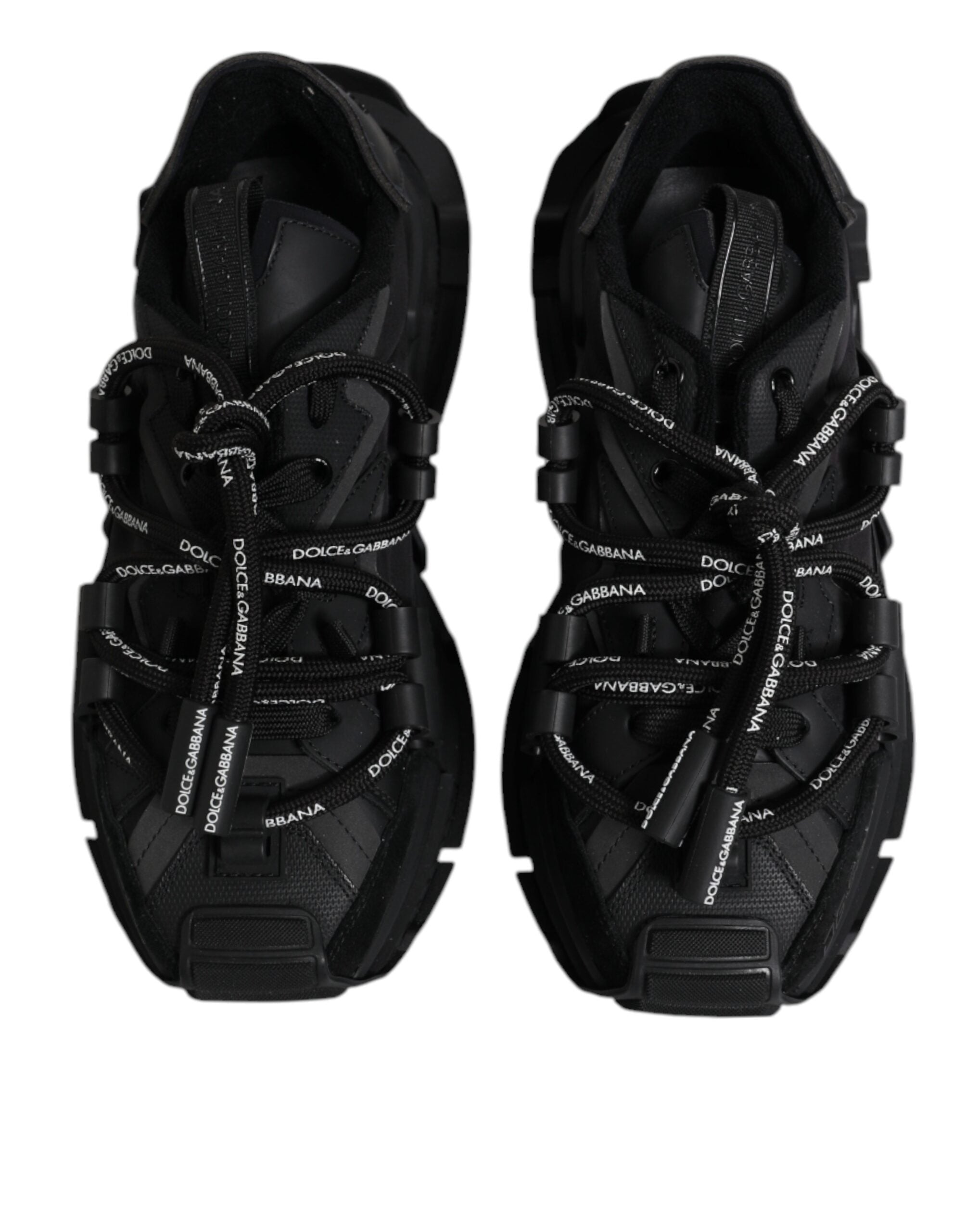 Dolce &amp; Gabbana – Schwarze Low-Top-Sneaker mit Schnürung im Space-Stil