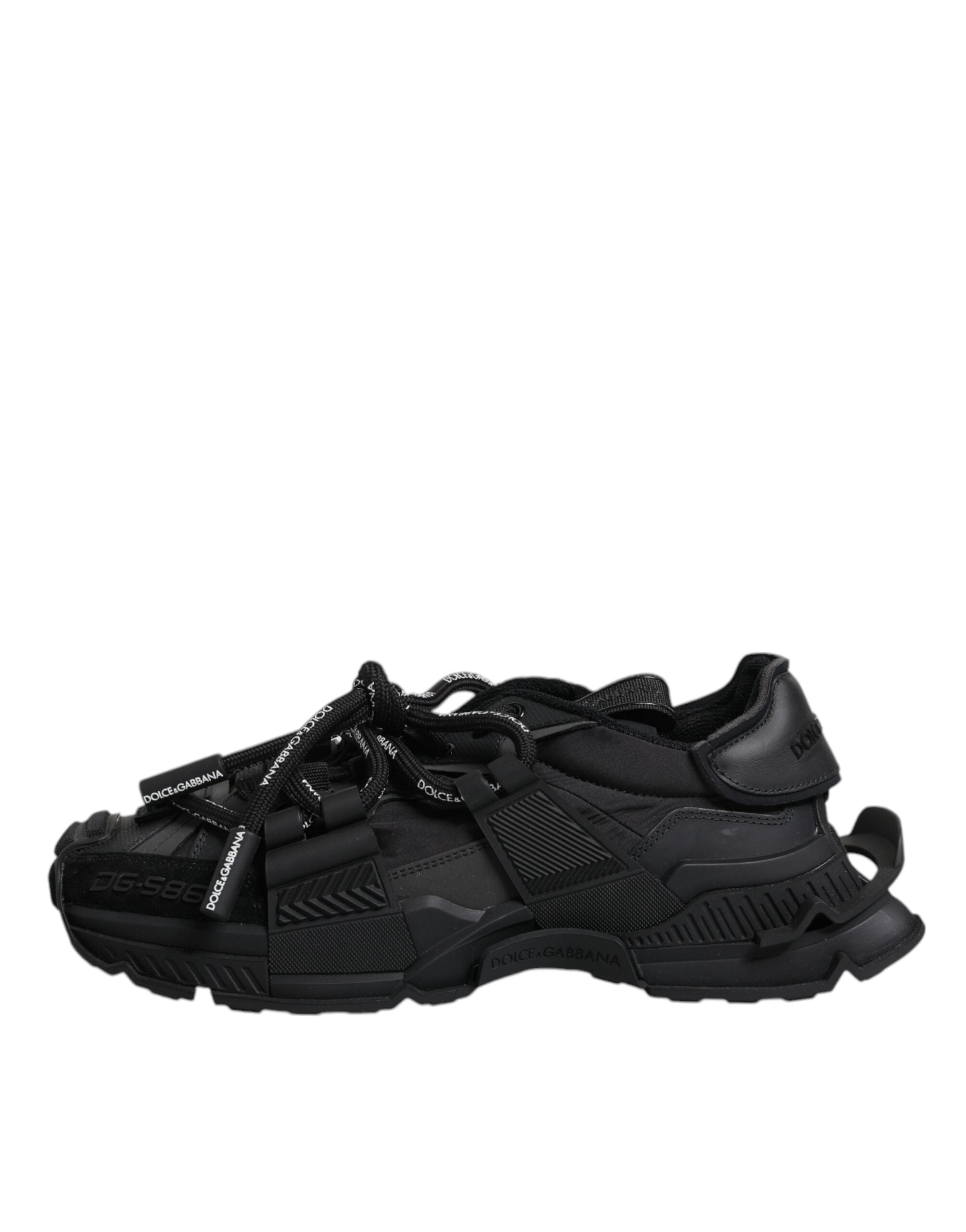 Dolce &amp; Gabbana – Schwarze Low-Top-Sneaker mit Schnürung im Space-Stil