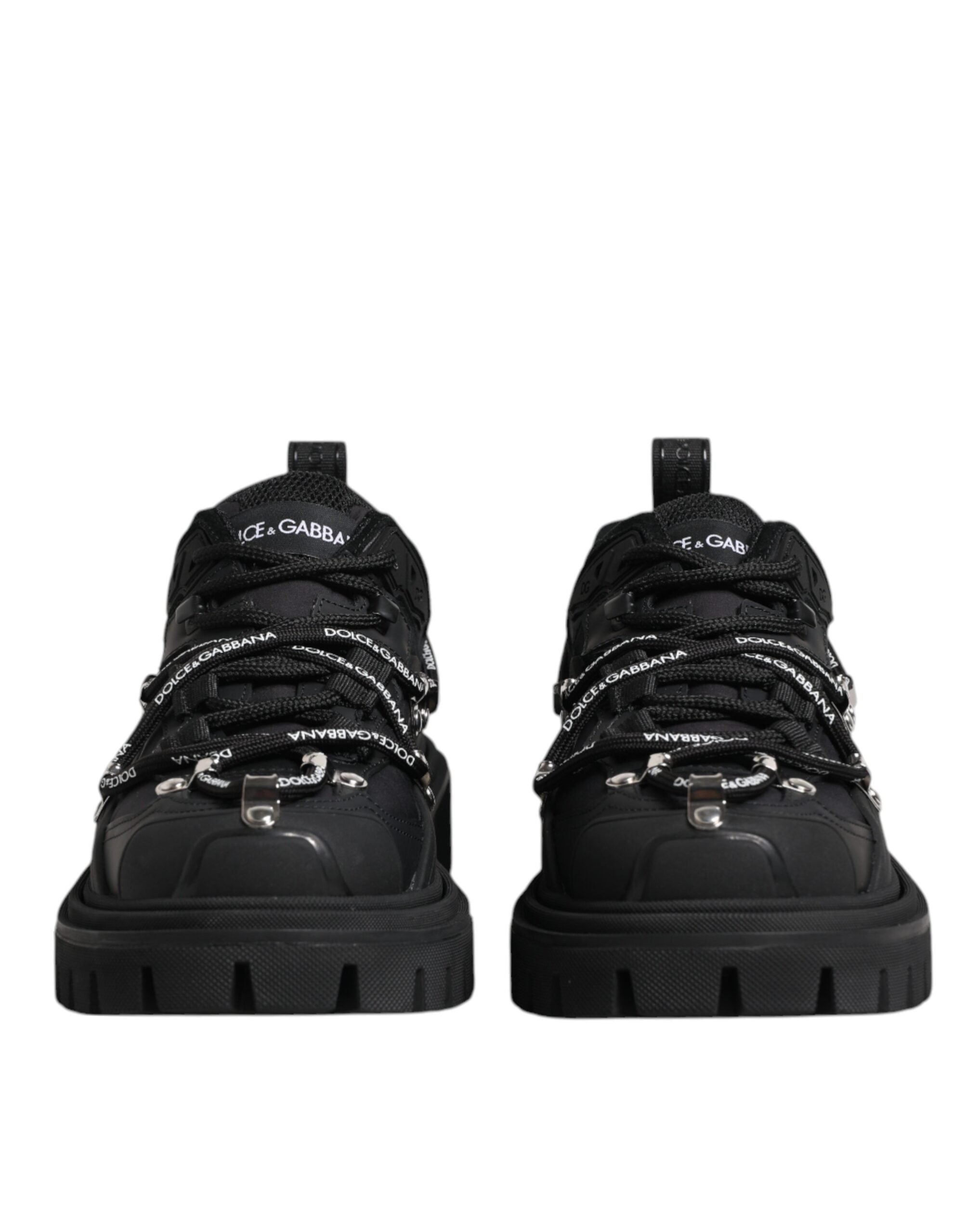 Dolce &amp; Gabbana – Schwarze Trekking-Sneaker mit niedrigem Schaft und Schnürung