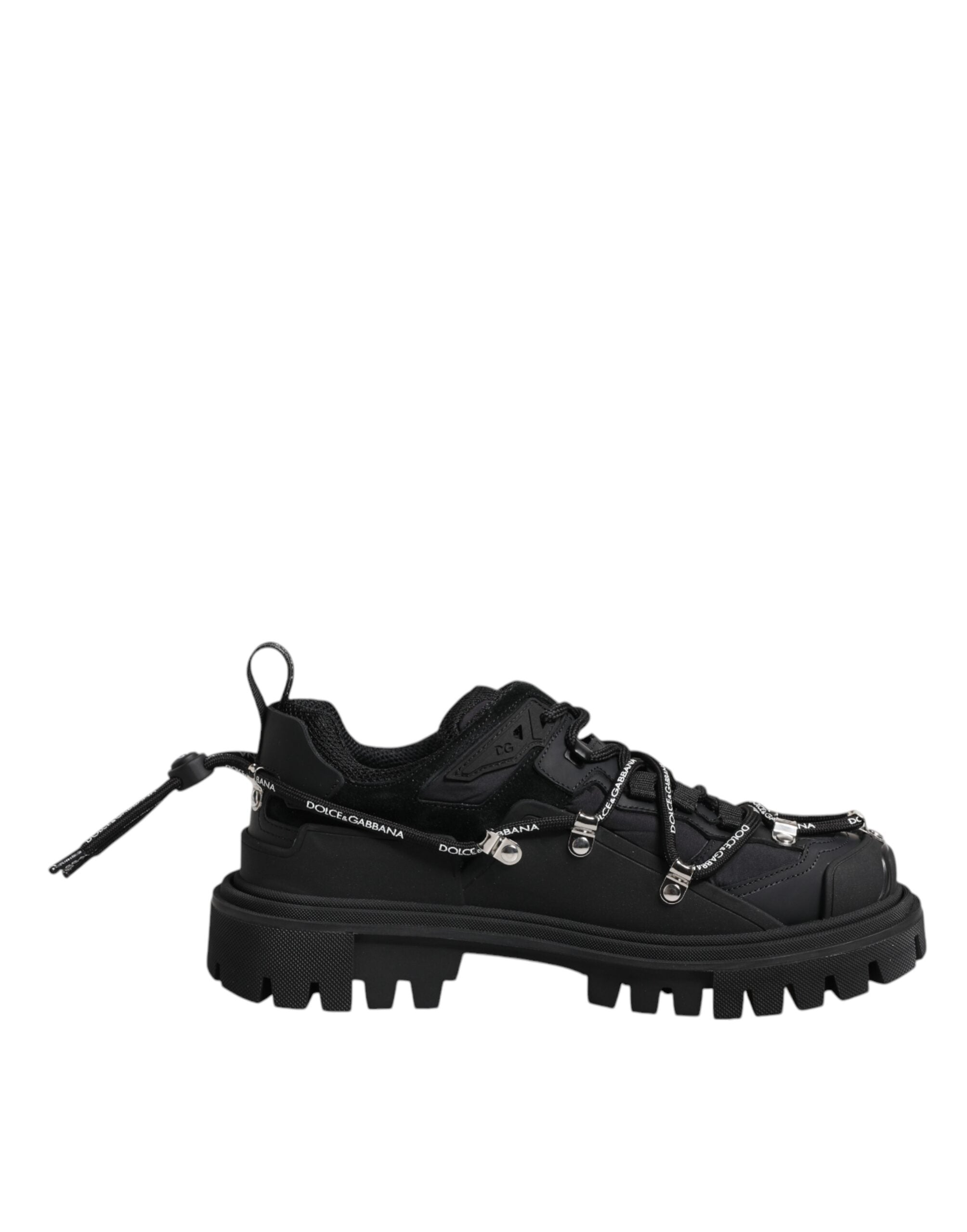 Dolce &amp; Gabbana – Schwarze Trekking-Sneaker mit niedrigem Schaft und Schnürung