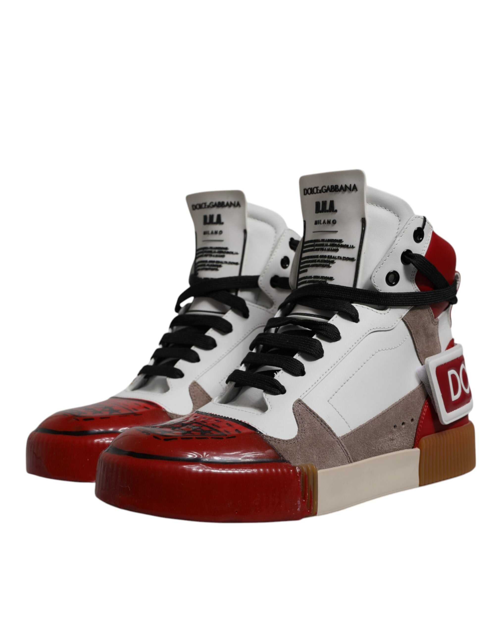 Dolce &amp; Gabbana Mehrfarbige High-Top-Sneakers aus Leder