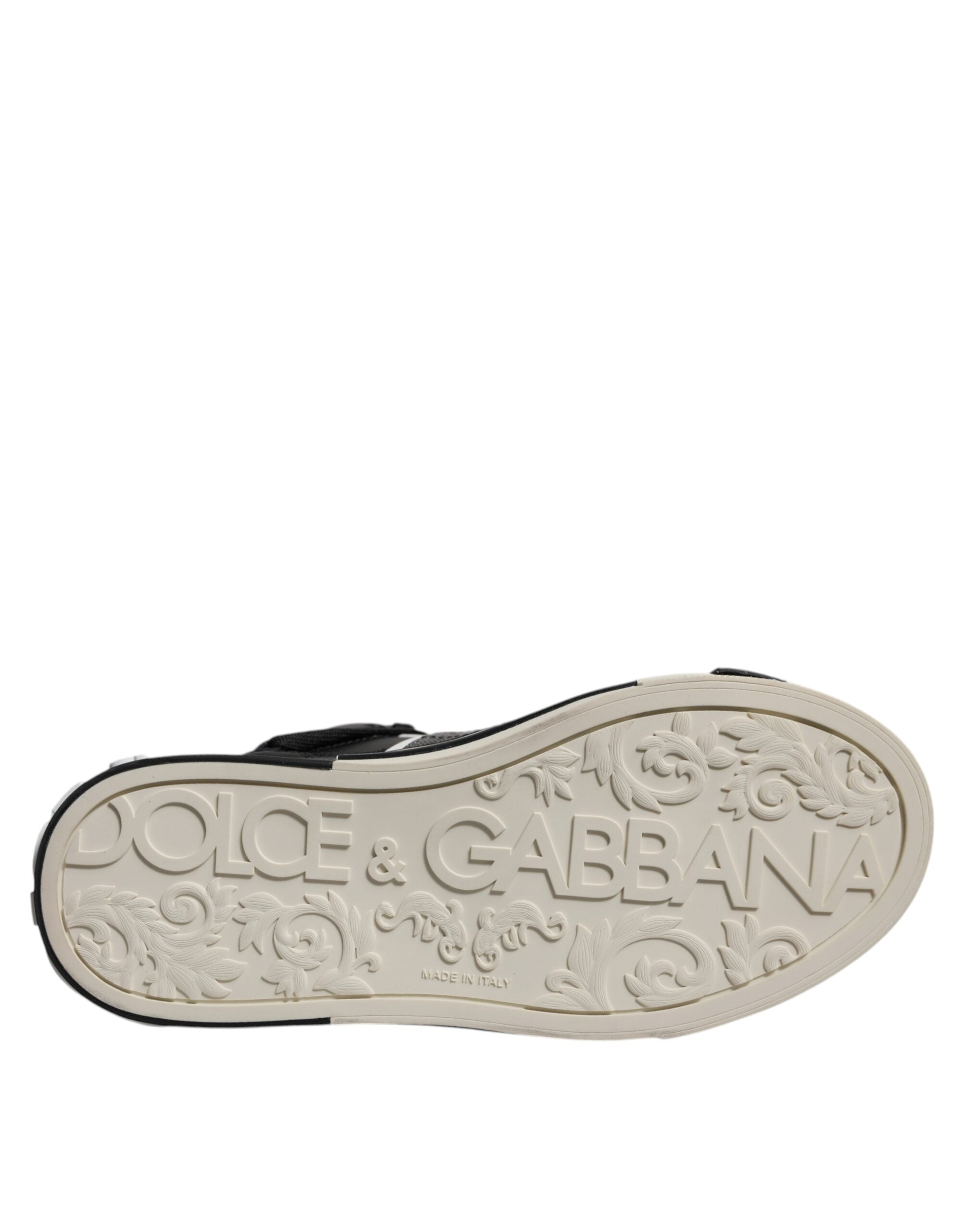 Dolce &amp; Gabbana – Hohe Sneaker aus schwarzem und silbernem Leder