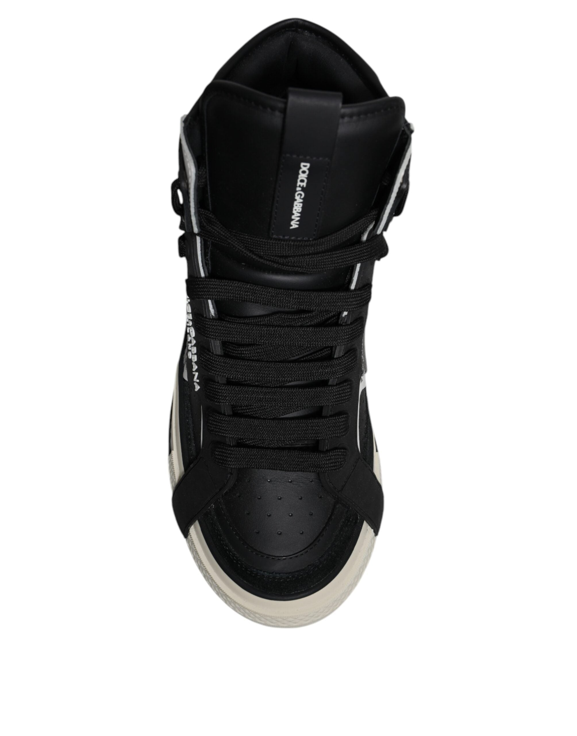 Dolce &amp; Gabbana – Hohe Sneaker aus schwarzem und silbernem Leder