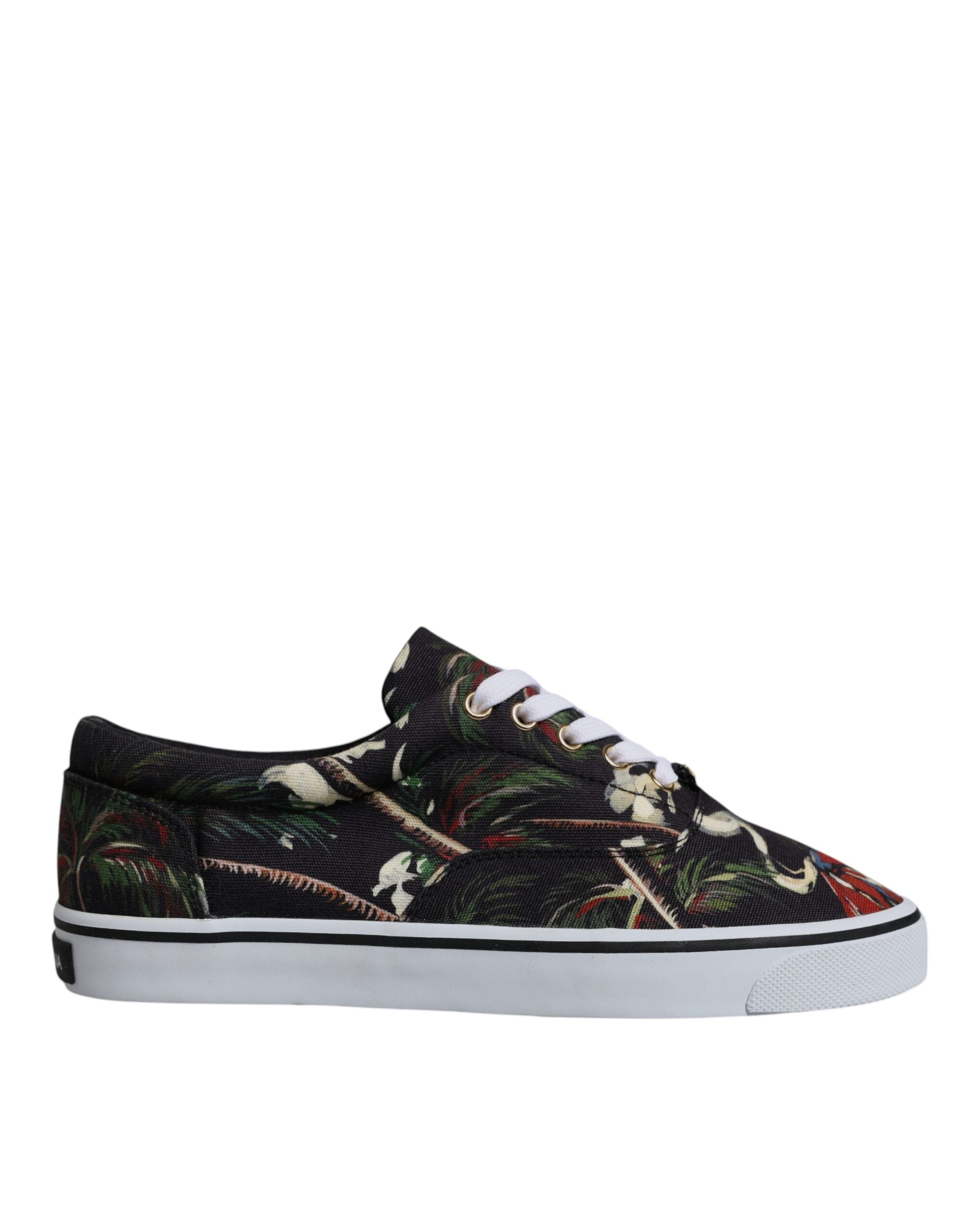 Dolce &amp; Gabbana – Schwarze Sneakers mit tropischem Print