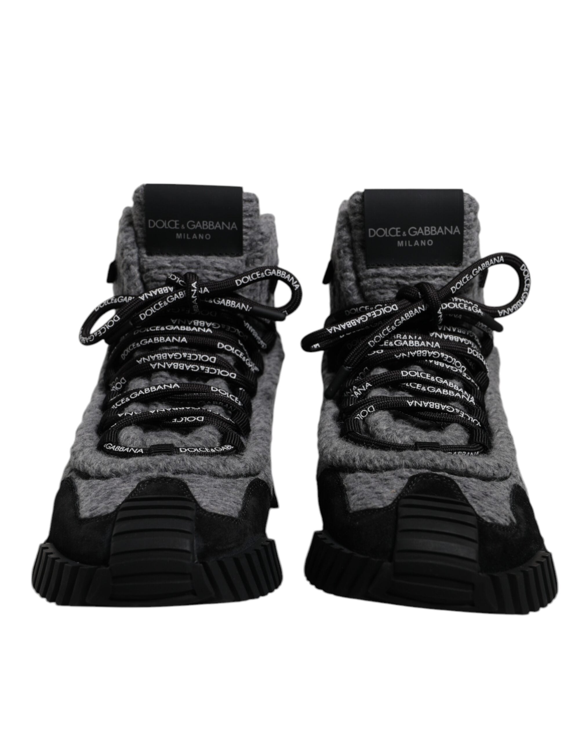Dolce &amp; Gabbana Grau Schwarz NS1 High Top Stiefel Sneakers Schuhe