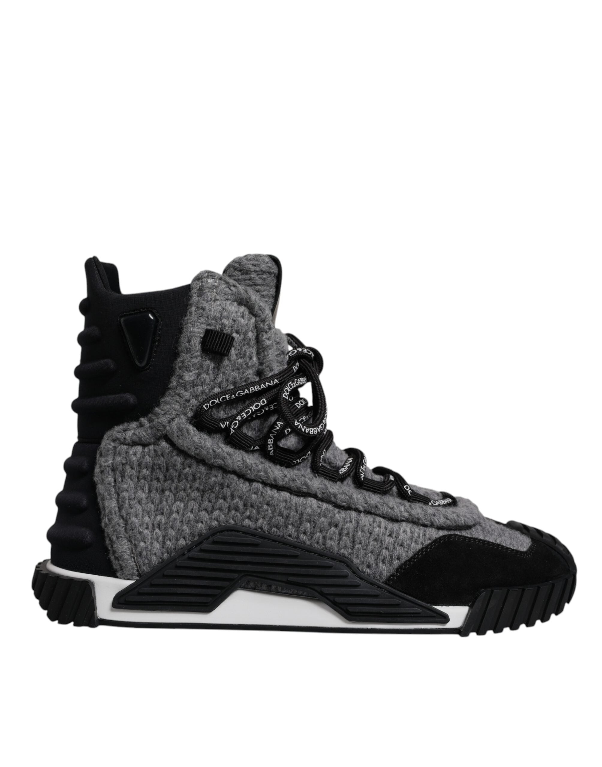 Dolce &amp; Gabbana Grau Schwarz NS1 High Top Stiefel Sneakers Schuhe