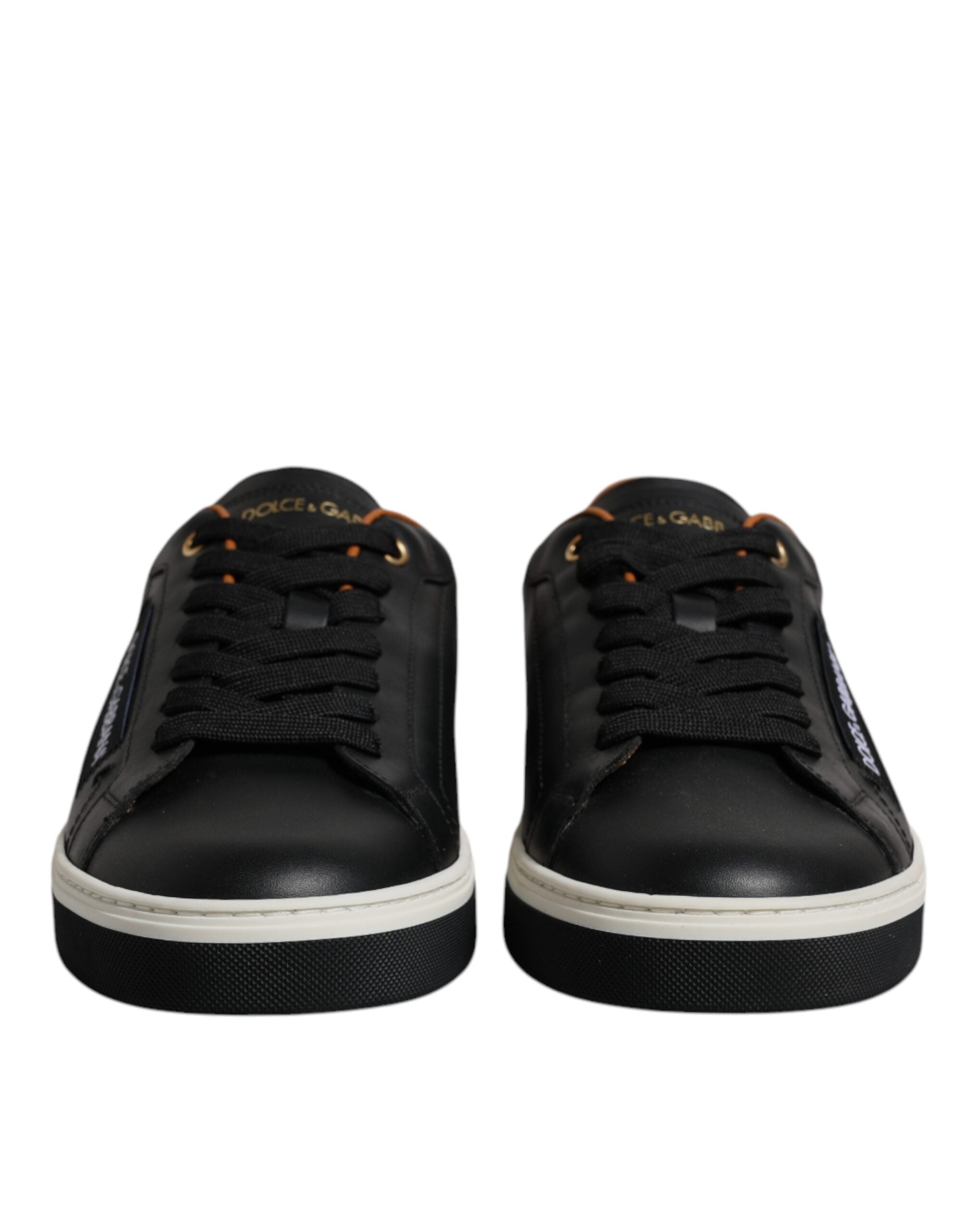 Dolce &amp; Gabbana Schwarze Leder Low Top Herren Sneakers Schuhe