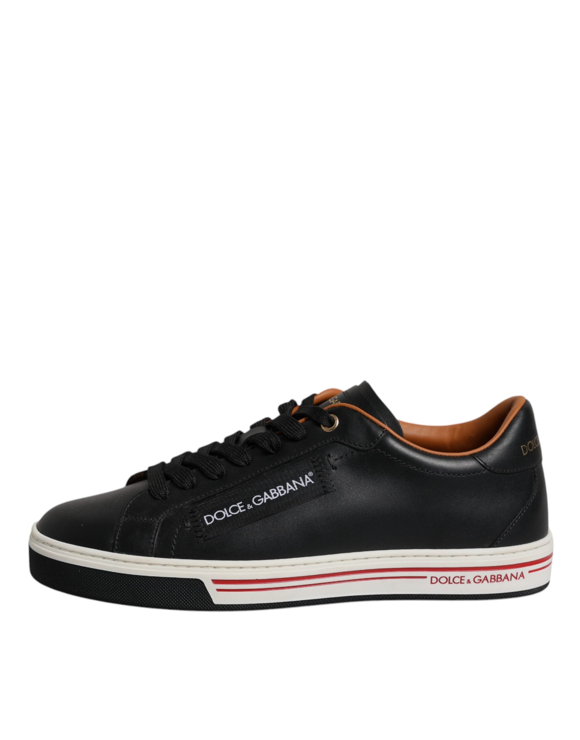 Dolce &amp; Gabbana Schwarze Leder Low Top Herren Sneakers Schuhe