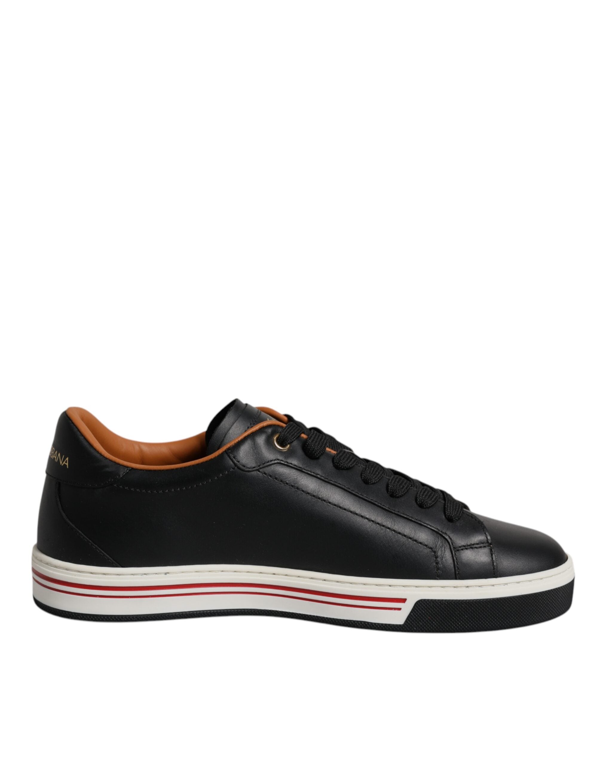 Dolce &amp; Gabbana Schwarze Leder Low Top Herren Sneakers Schuhe