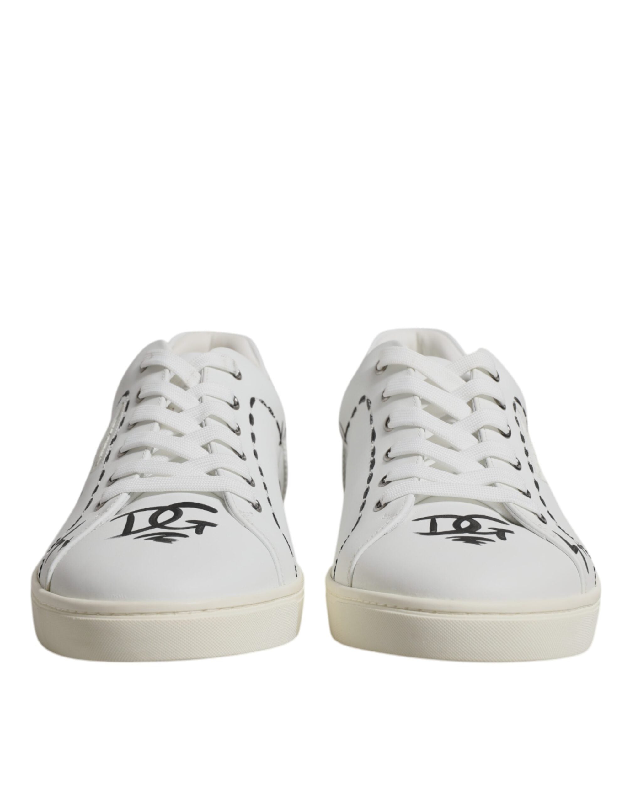 Dolce &amp; Gabbana Weiße Milano-Sneakers aus Leder mit niedrigem Schaft