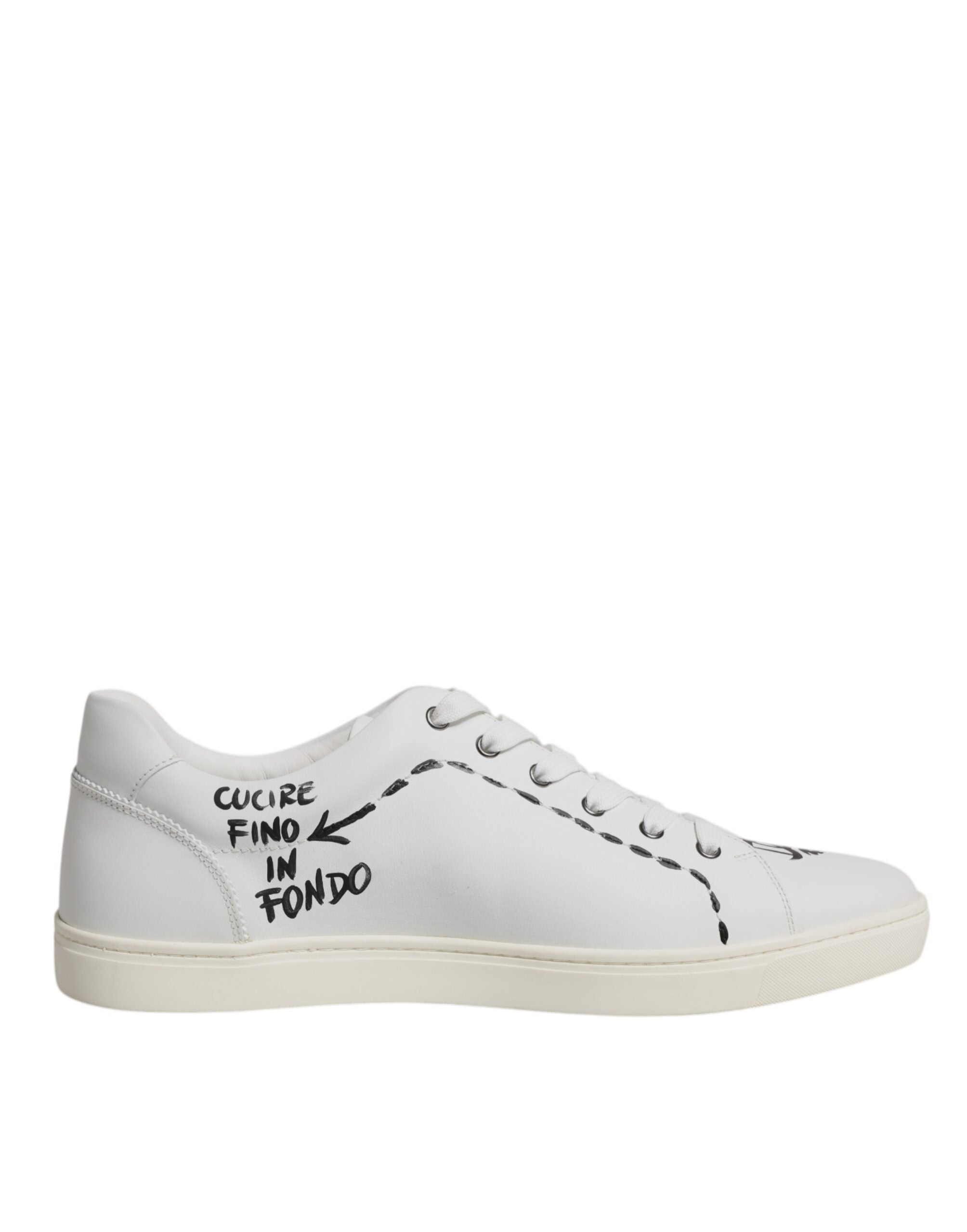 Dolce &amp; Gabbana Weiße Milano-Sneakers aus Leder mit niedrigem Schaft