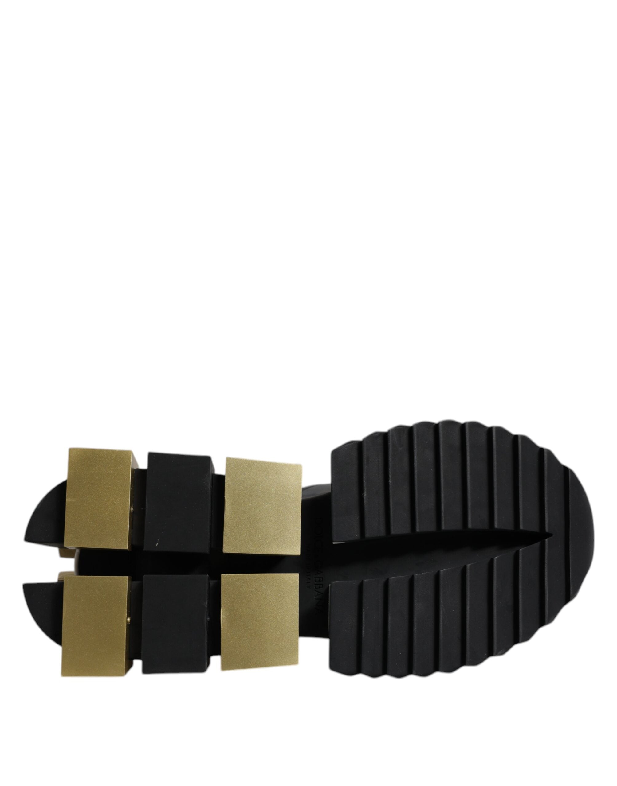 Dolce &amp; Gabbana Weißgold Schwarz Leder SUPER KING Sneakers Schuhe
