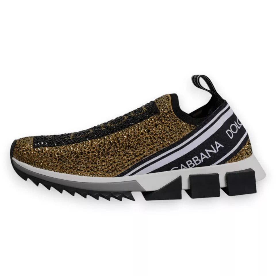Dolce &amp; Gabbana Sorrento Sneakers mit goldenen Strasssteinen