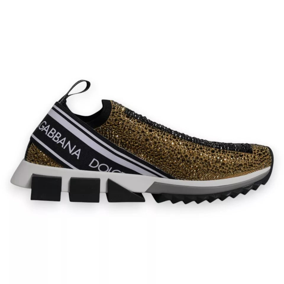 Dolce &amp; Gabbana Sorrento Sneakers mit goldenen Strasssteinen