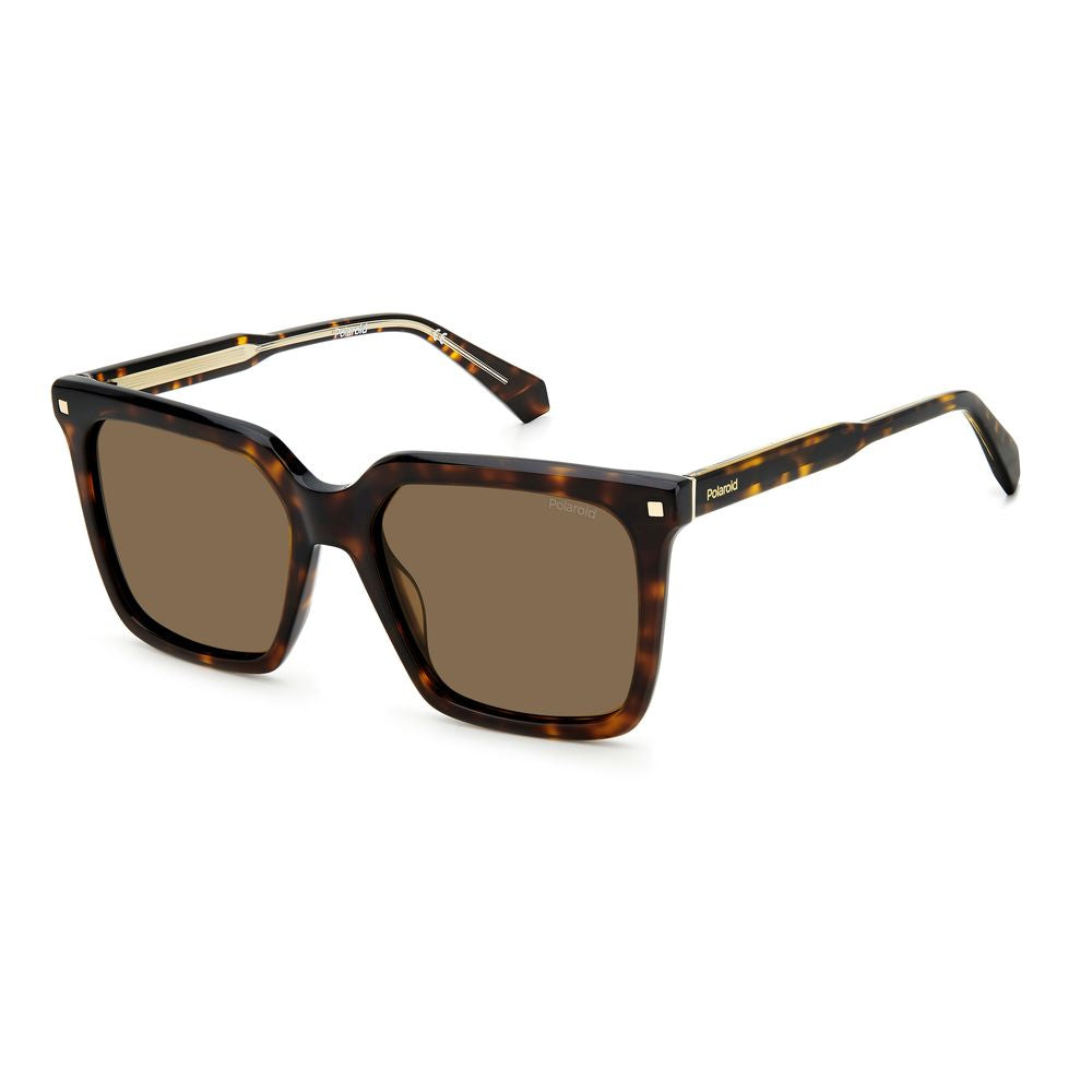 Polaroid – Braune Sonnenbrille aus Kalbshaar