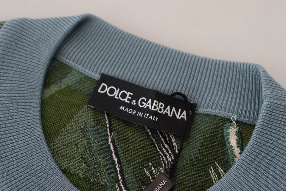 Pulover Dolce &amp; Gabbana cu logo din lână și mătase Jungle