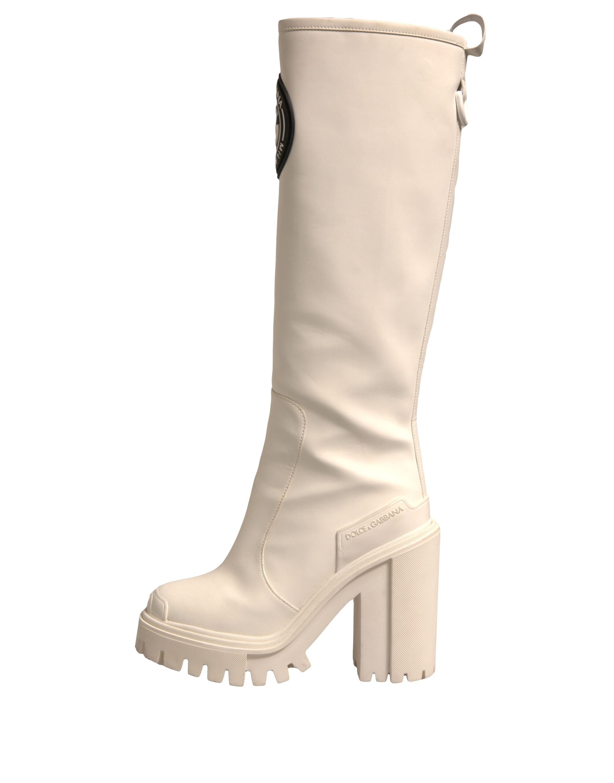 Dolce &amp; Gabbana Weiße DG Logo Hi Trekking Plateau Bikerstiefel Schuhe