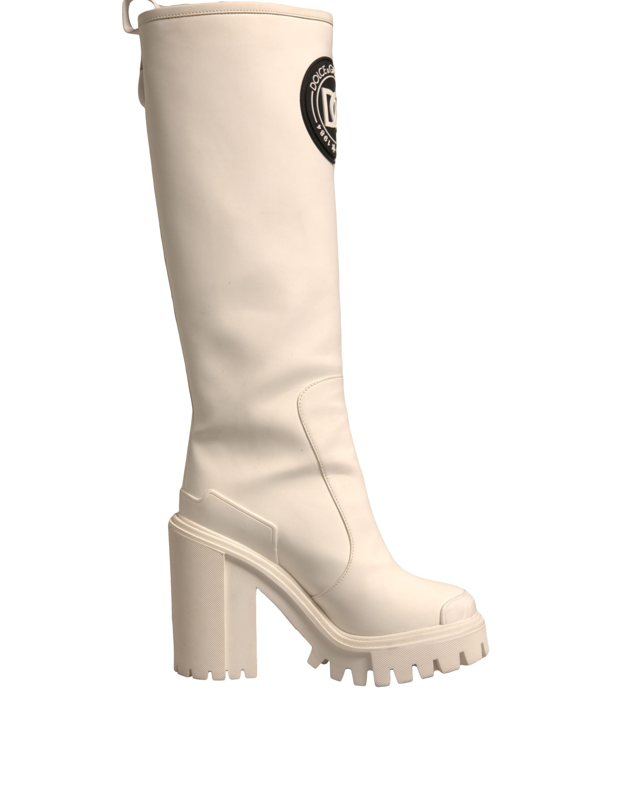 Dolce &amp; Gabbana Weiße DG Logo Hi Trekking Plateau Bikerstiefel Schuhe