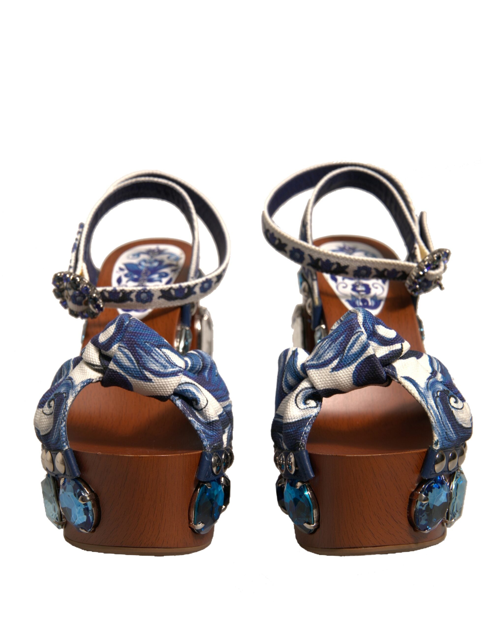 Sandale Dolce &amp; Gabbana cu platformă și decorațiuni Majolica multicolore