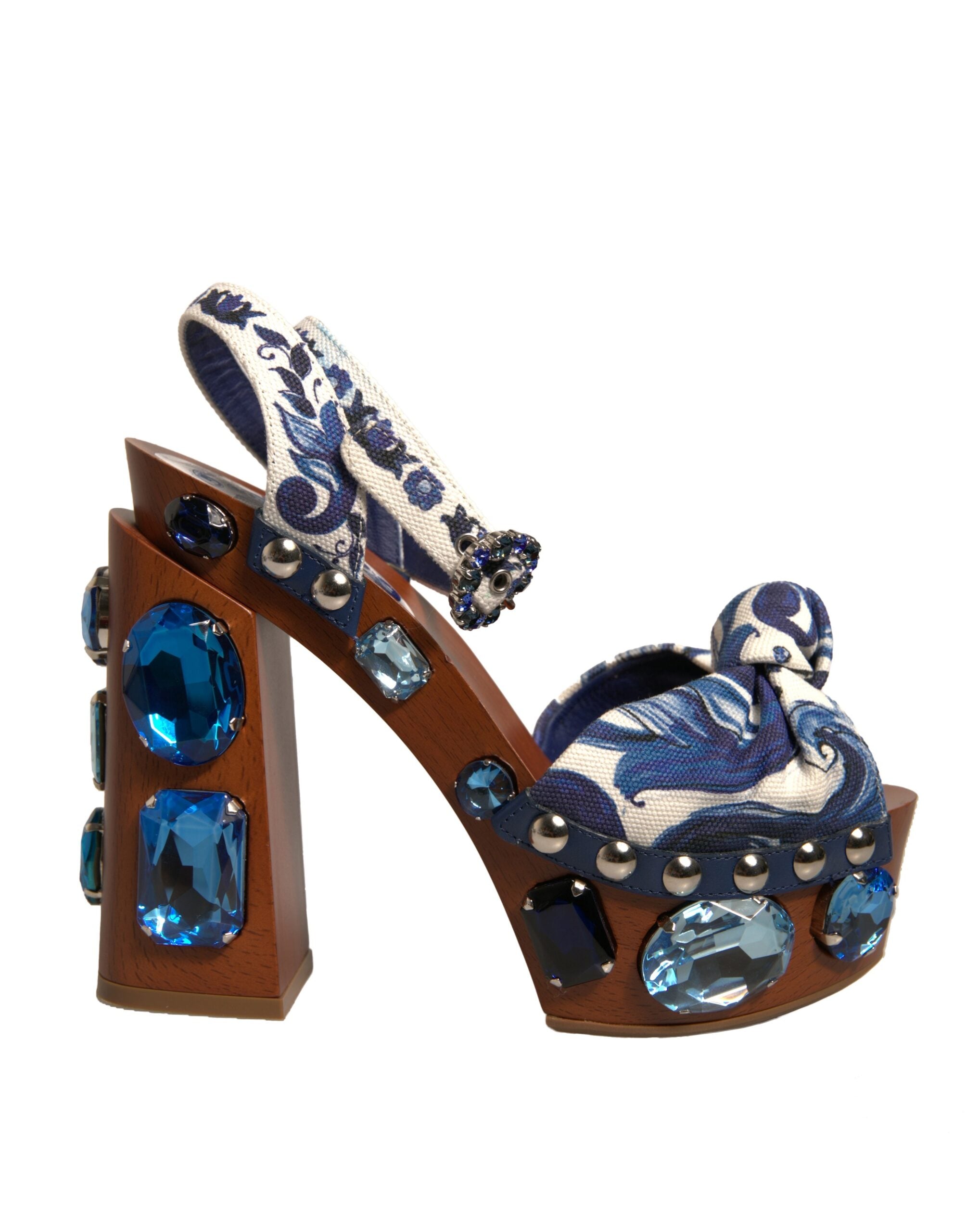 Sandale Dolce &amp; Gabbana cu platformă și decorațiuni Majolica multicolore