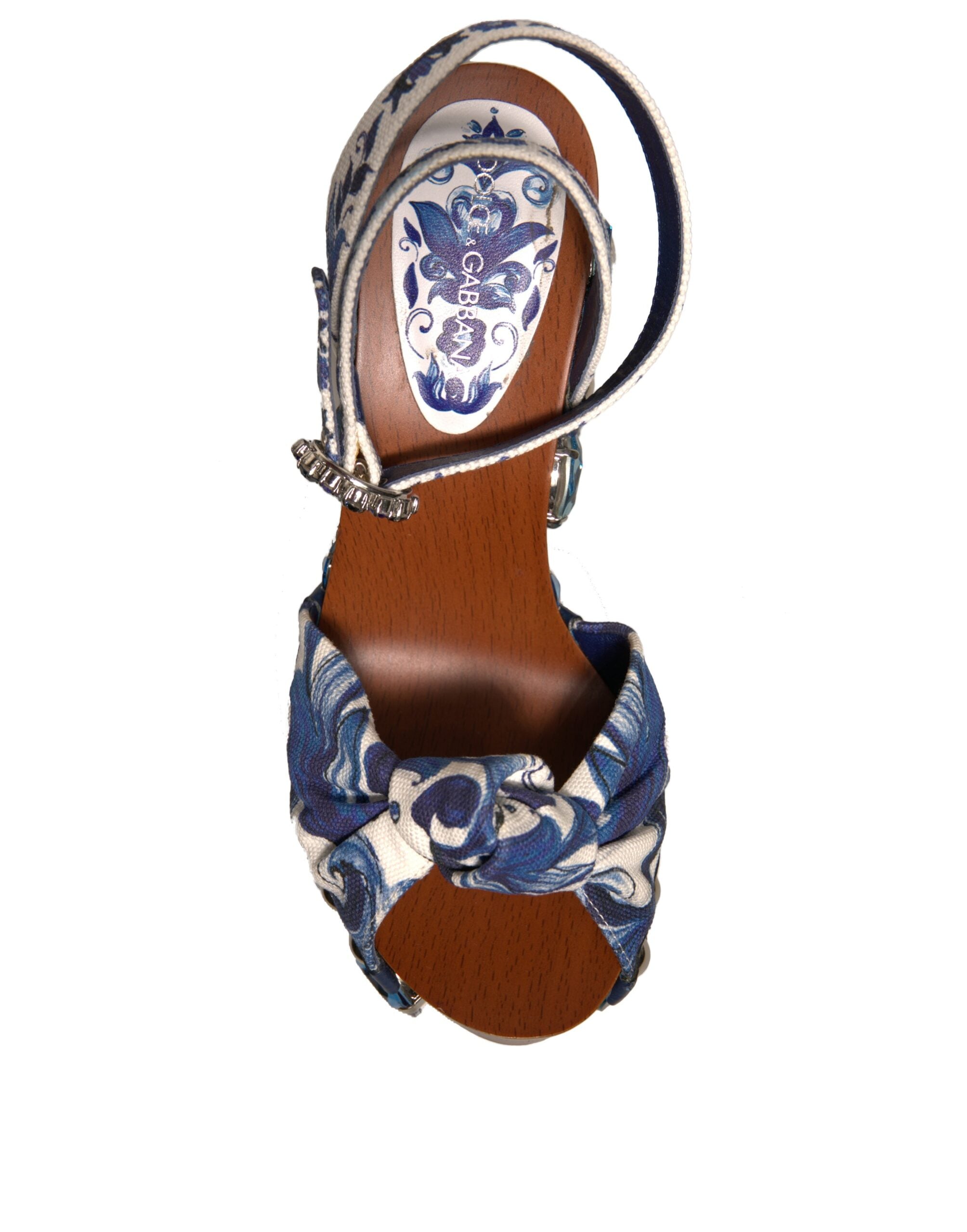 Sandale Dolce &amp; Gabbana cu platformă și decorațiuni Majolica multicolore