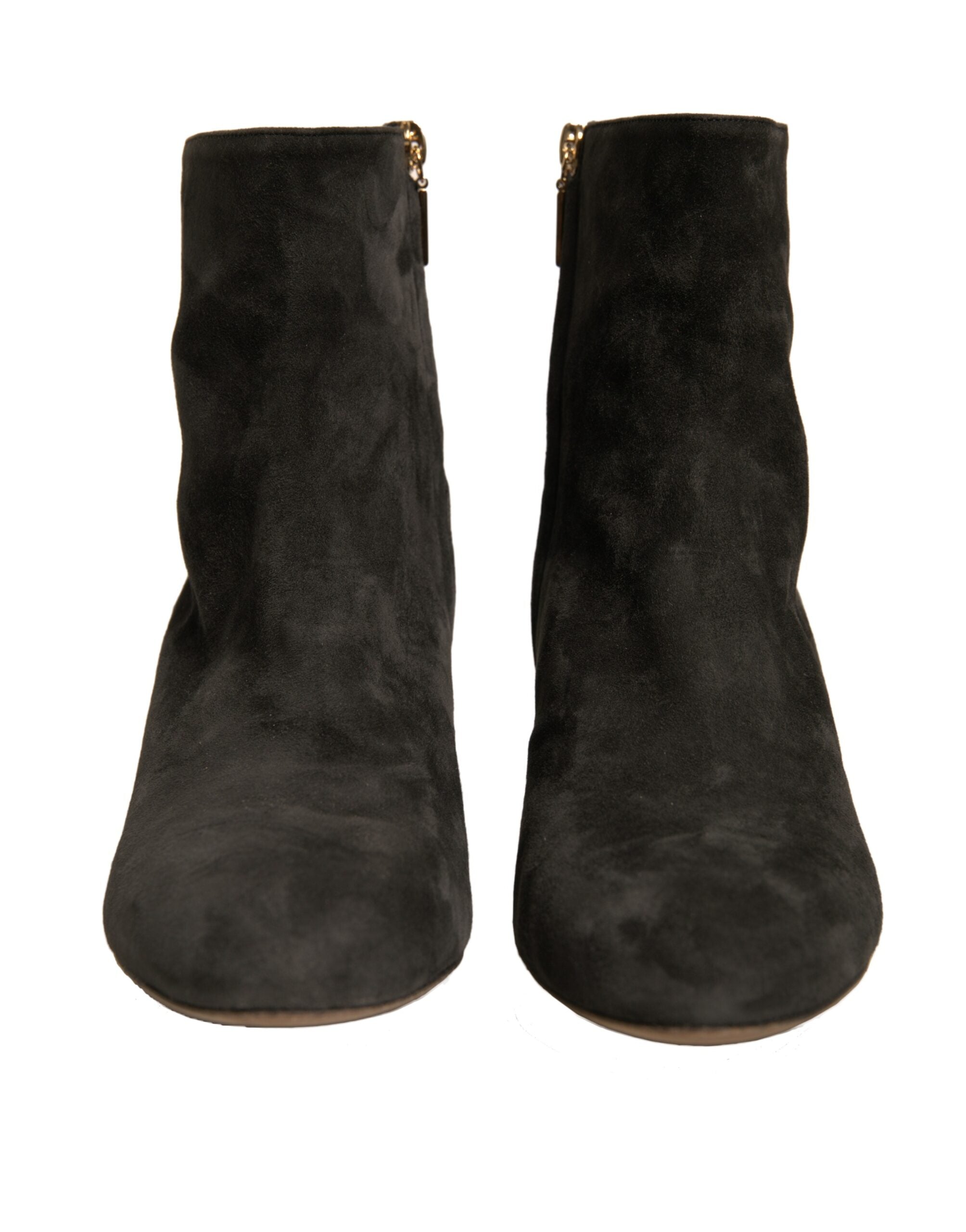 Dolce &amp; Gabbana – Schwarze Stiefeletten mit verziertem Absatz