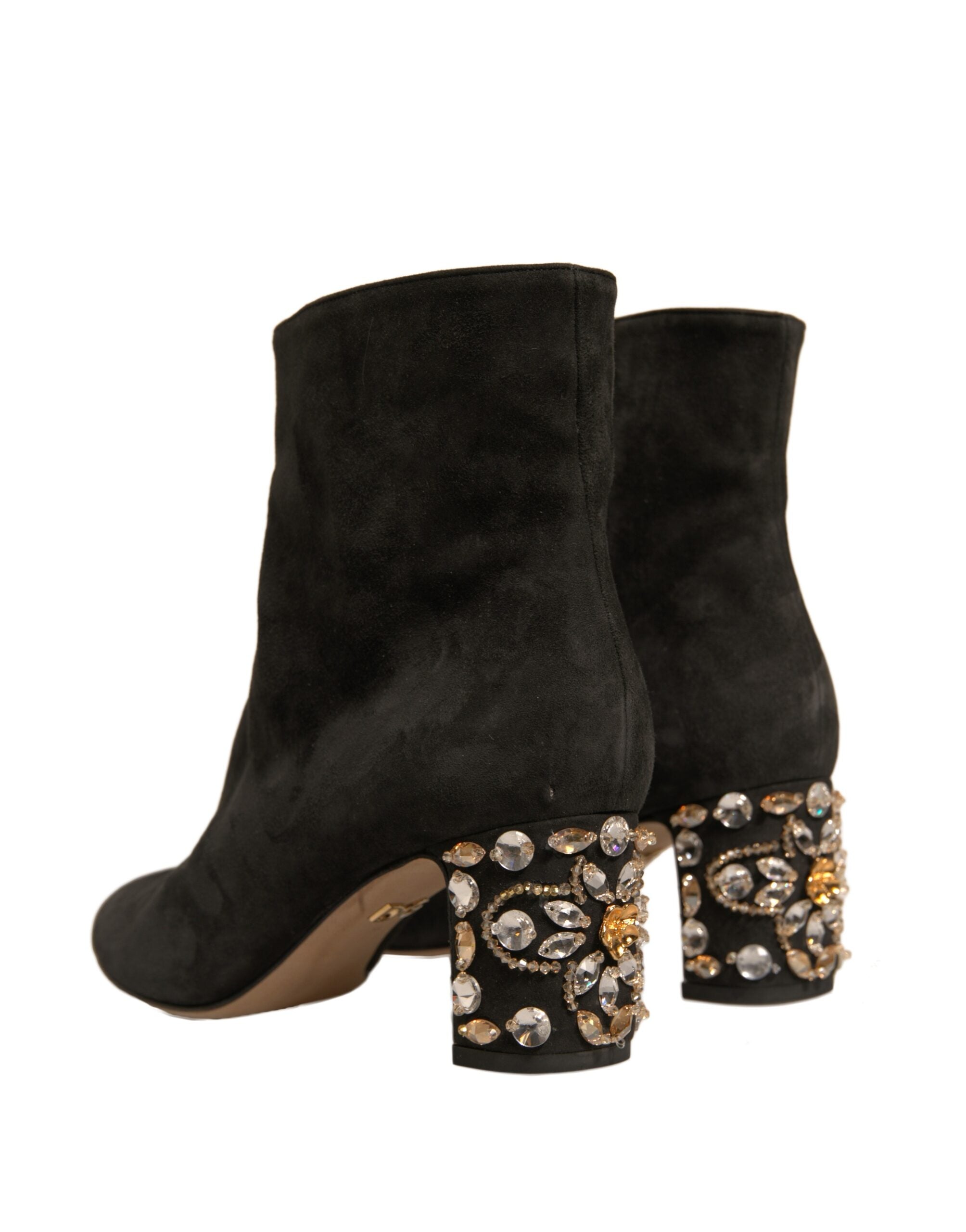 Dolce &amp; Gabbana – Schwarze Stiefeletten mit verziertem Absatz