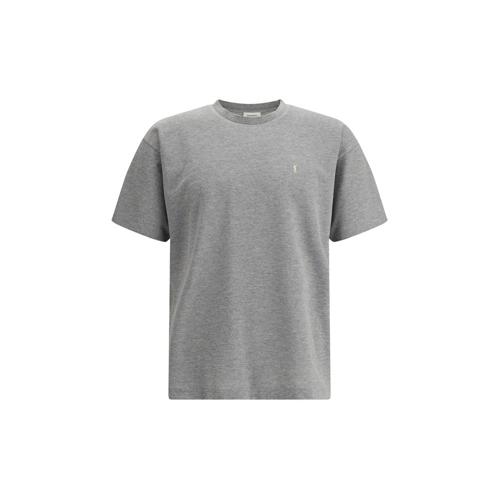 Saint Laurent – ​​Übergroßes T-Shirt aus grauer Baumwolle