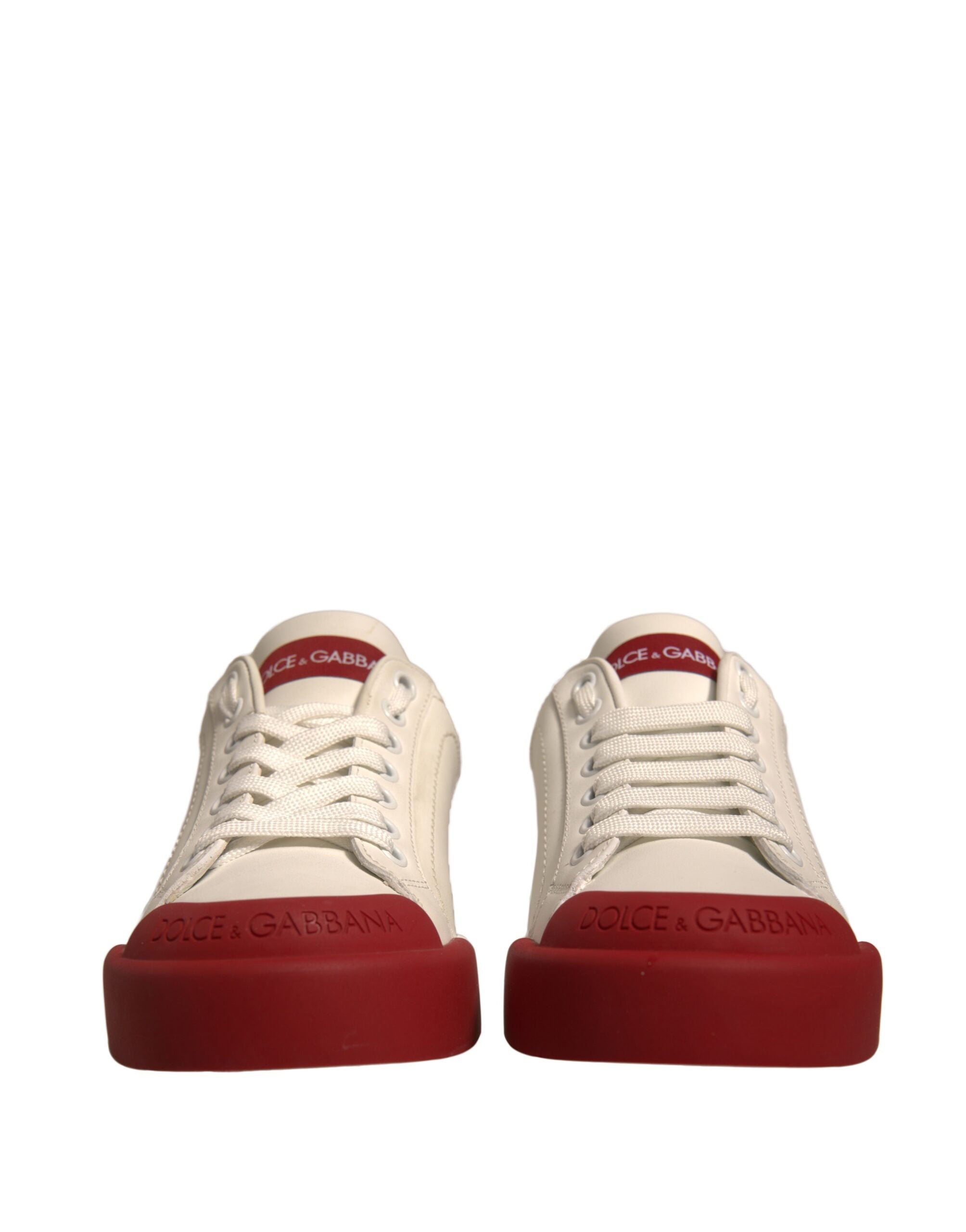 Dolce &amp; Gabbana Shoes Weiße Portofino-Sneaker aus Leder mit Logo