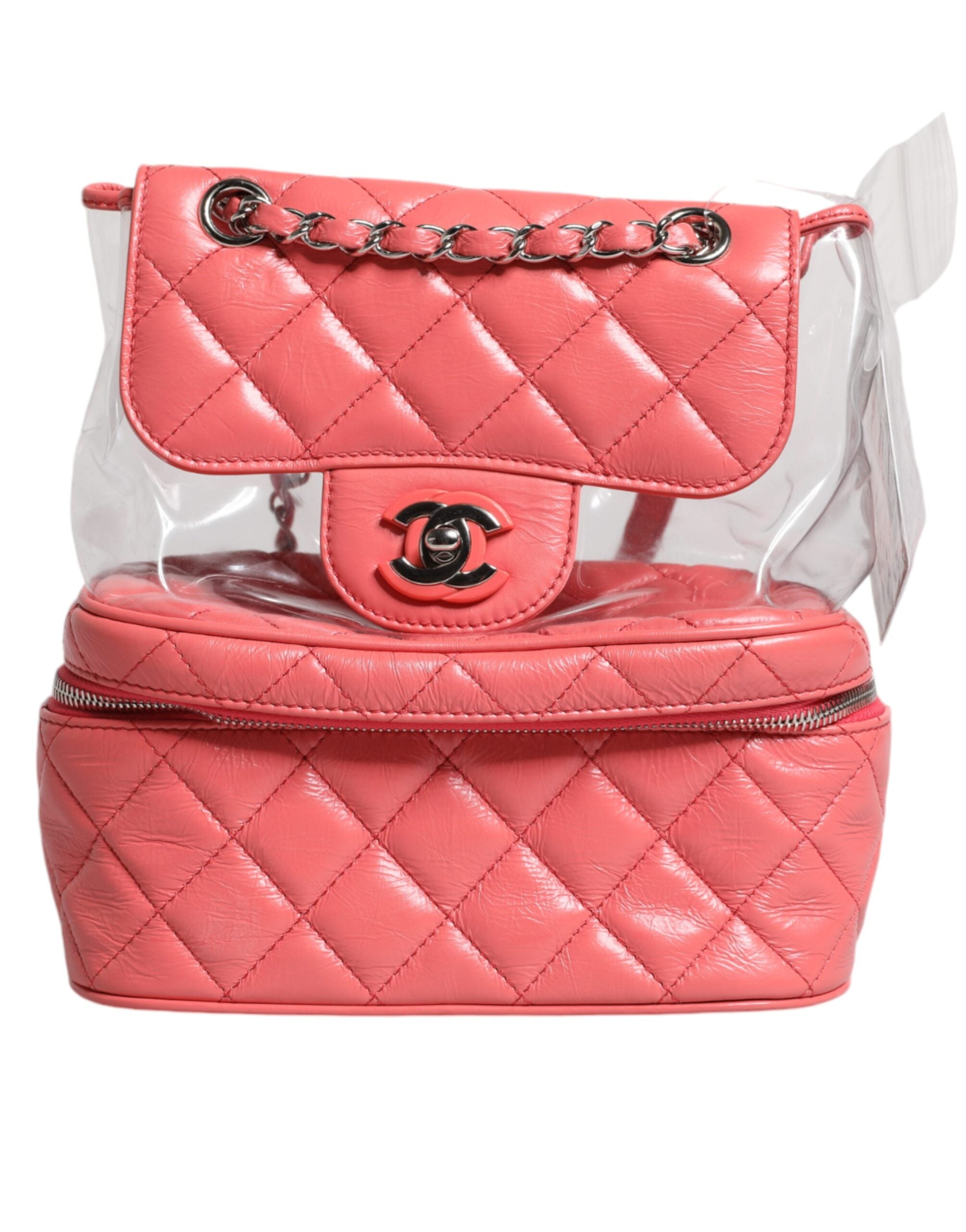 Chanel Pink Vinyl Leder Rucksack Handtasche Tasche
