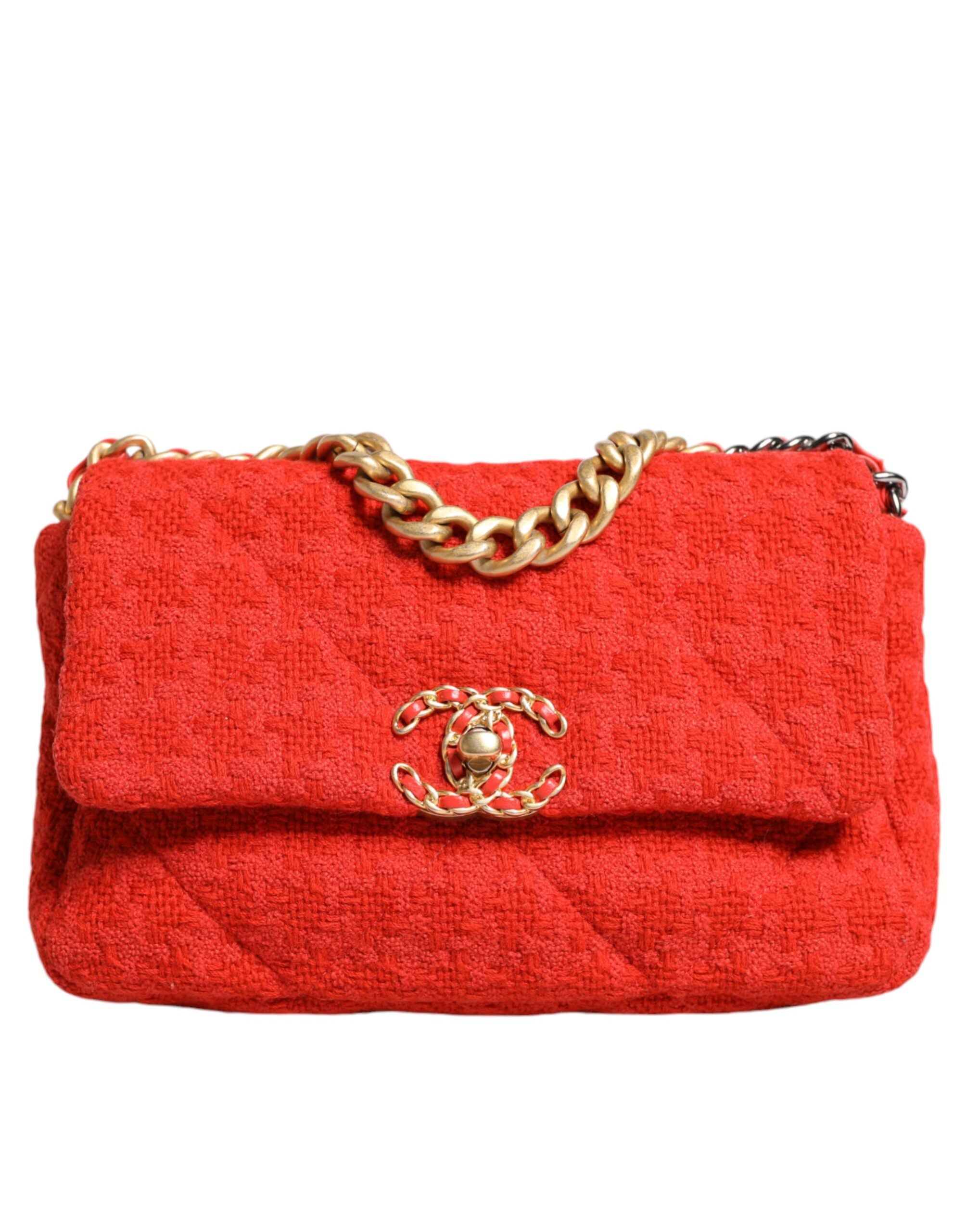 Chanel Red Tweed 2WAY Hand Chain Medium Umhängetasche