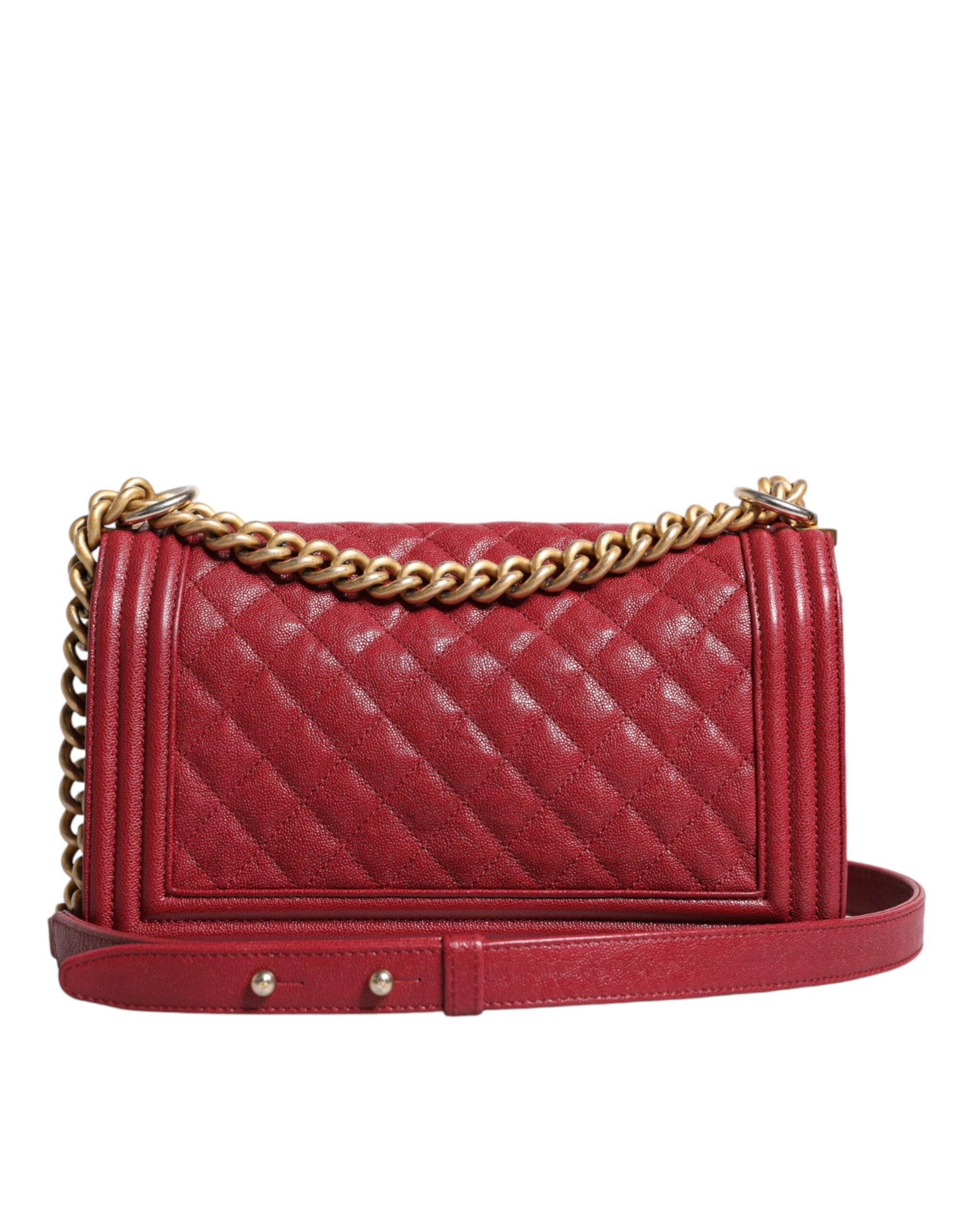 Chanel – Mittlere Umhängetasche aus rotem Lammleder mit doppelter Goldkette