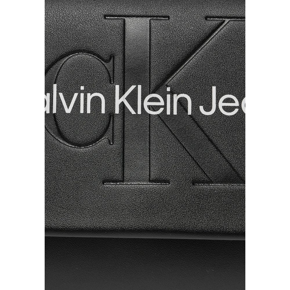 Geantă de mână Calvin Klein Jeans din piele artificială albă și neagră