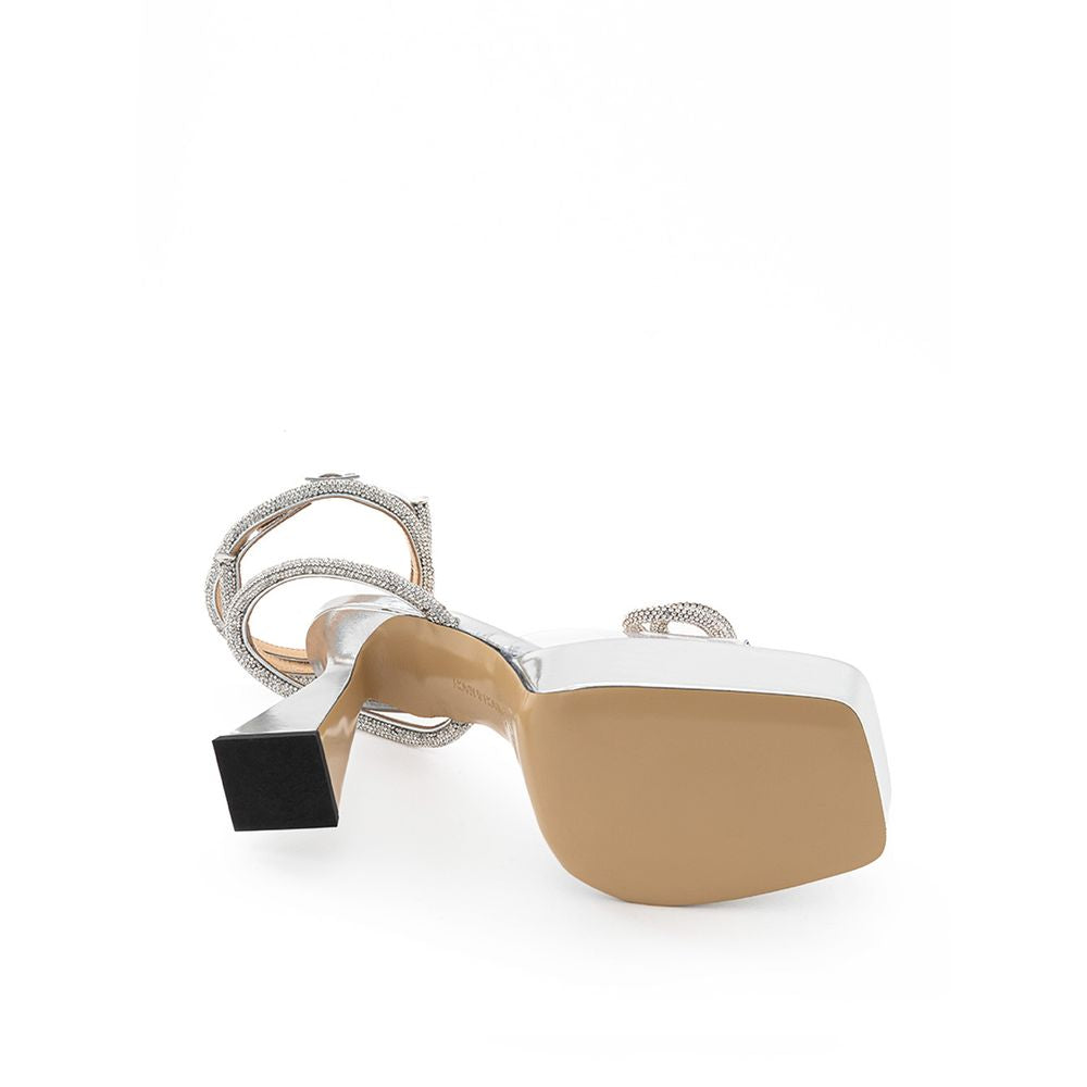 MACH &amp; MACH Elegante Plateauschuhe aus silbernem Leder