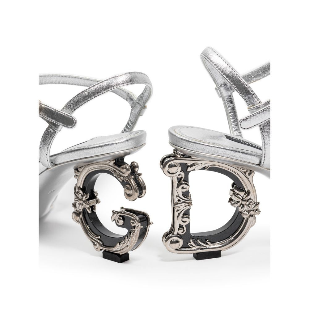 Sandale Dolce &amp; Gabbana din piele argintie