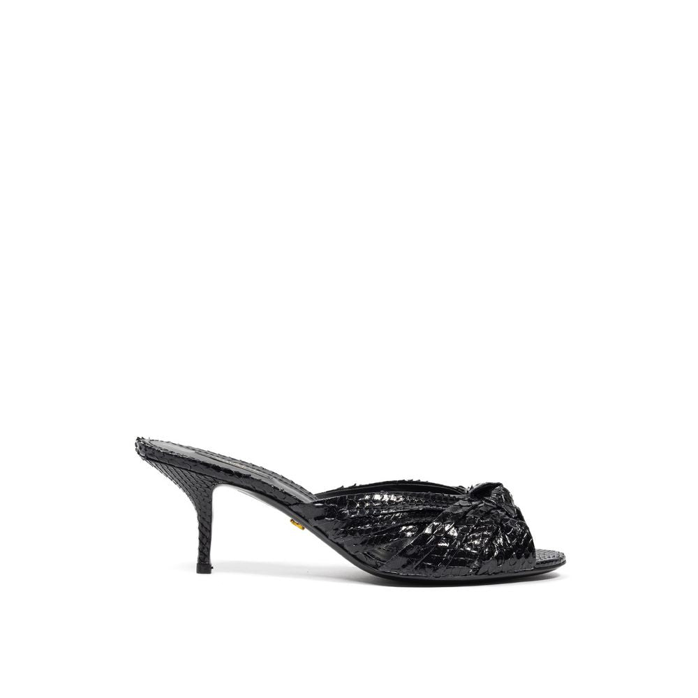 Sandale Di Pitone din piele neagră Dolce &amp; Gabbana
